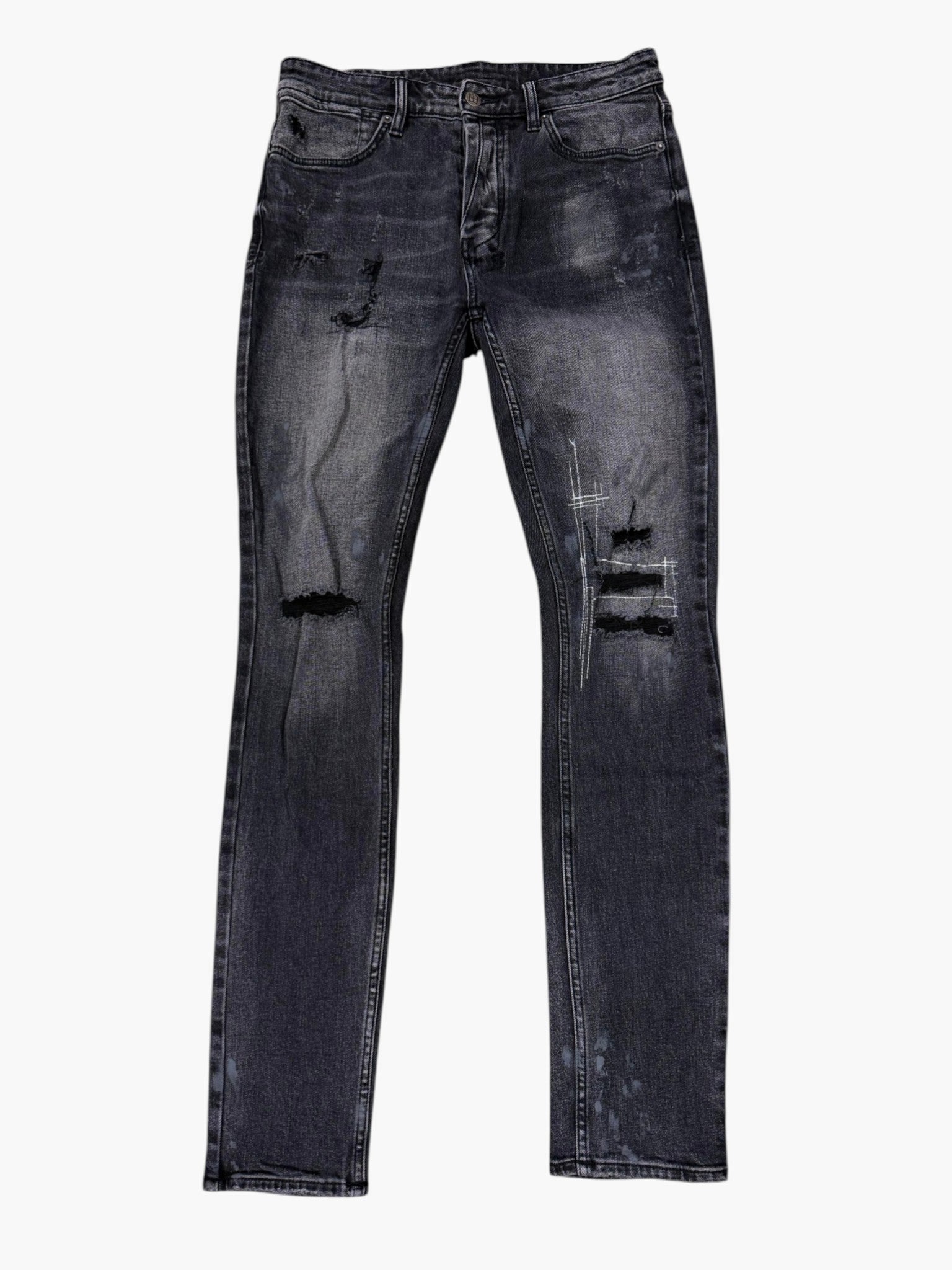 Ksubi Stitch Black Wash & White Jeans