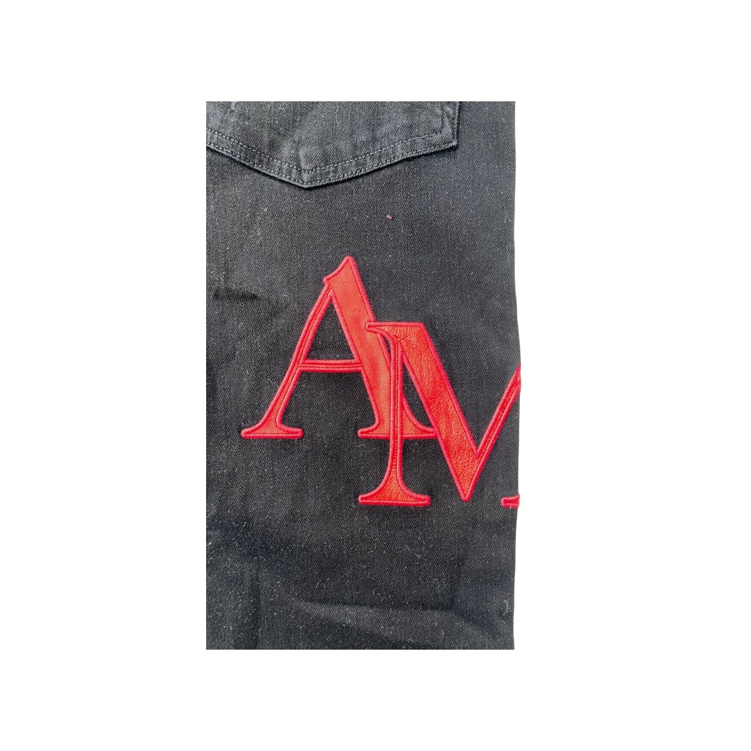 Amiri Staggered Side Logo Black & Red Jeans