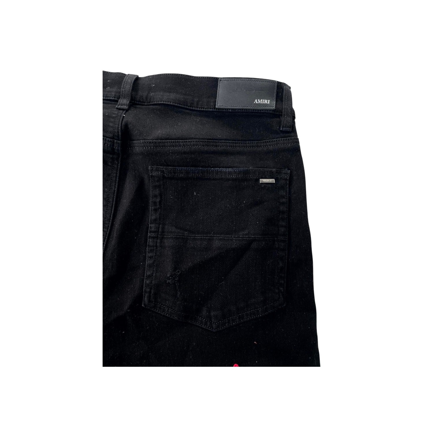 Amiri Staggered Side Logo Black & Red Jeans