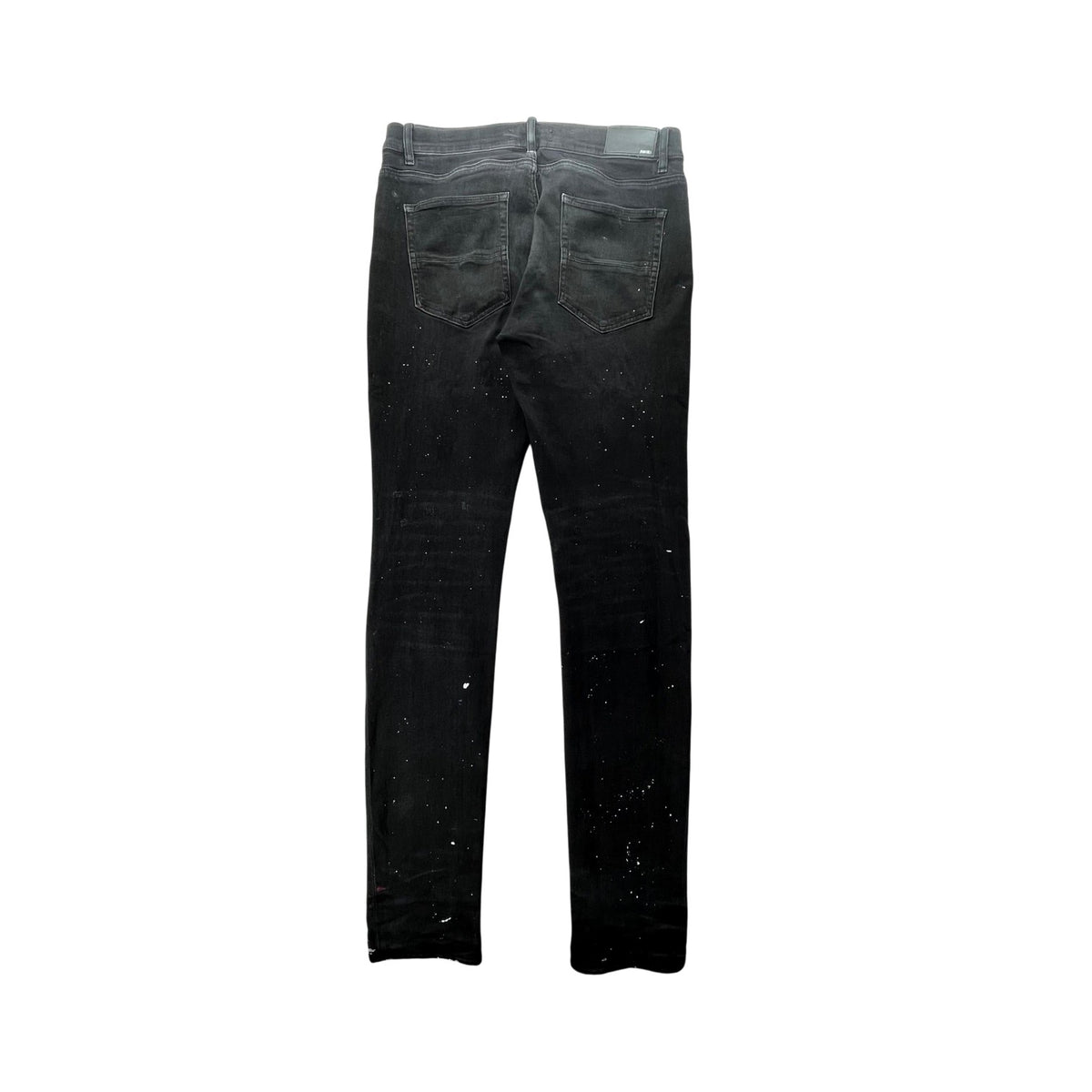 Amiri Splatter Ripped Black Wash & White Jeans