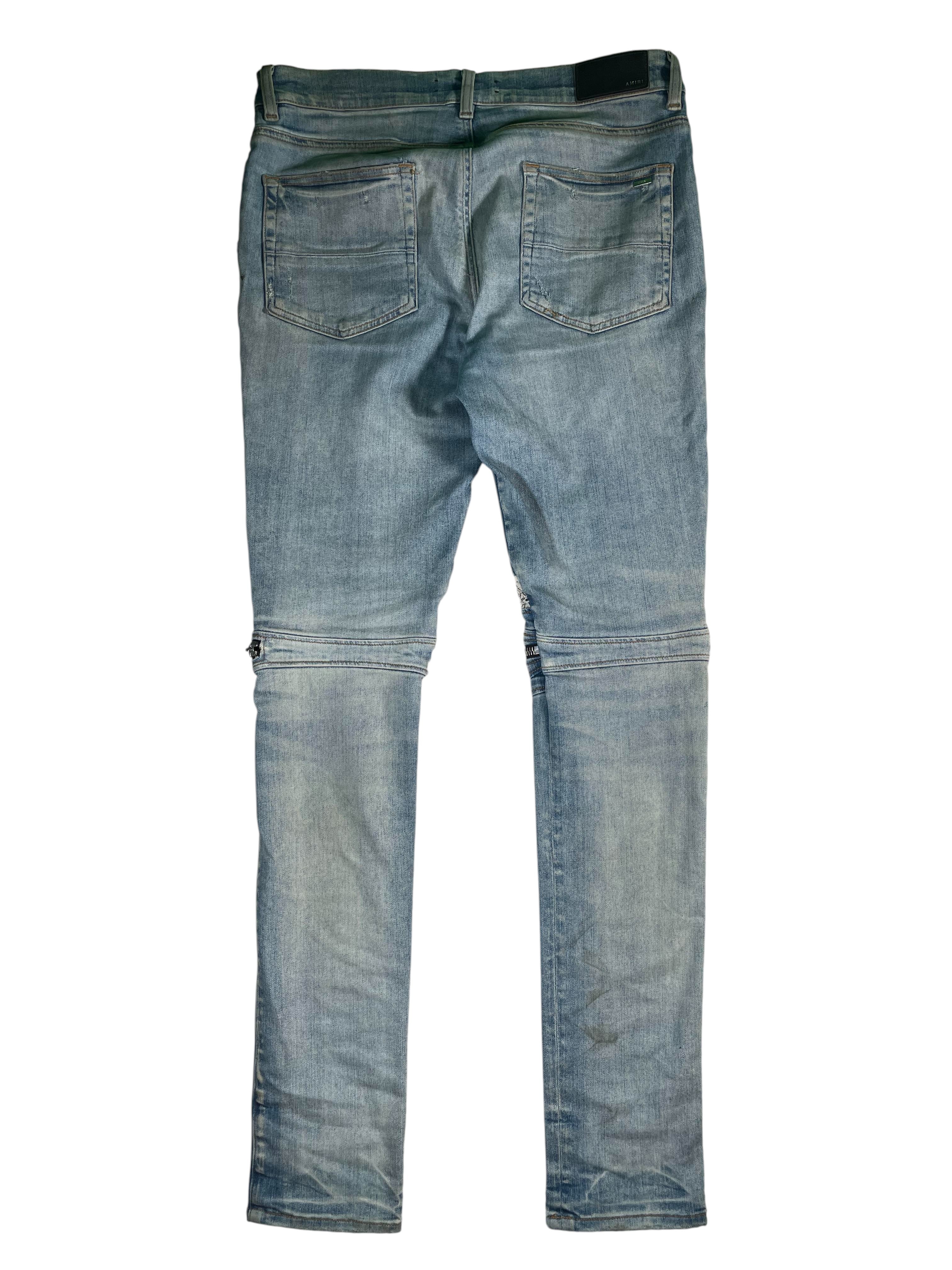 Amiri MX2 Paisley Light Wash Cream Jeans