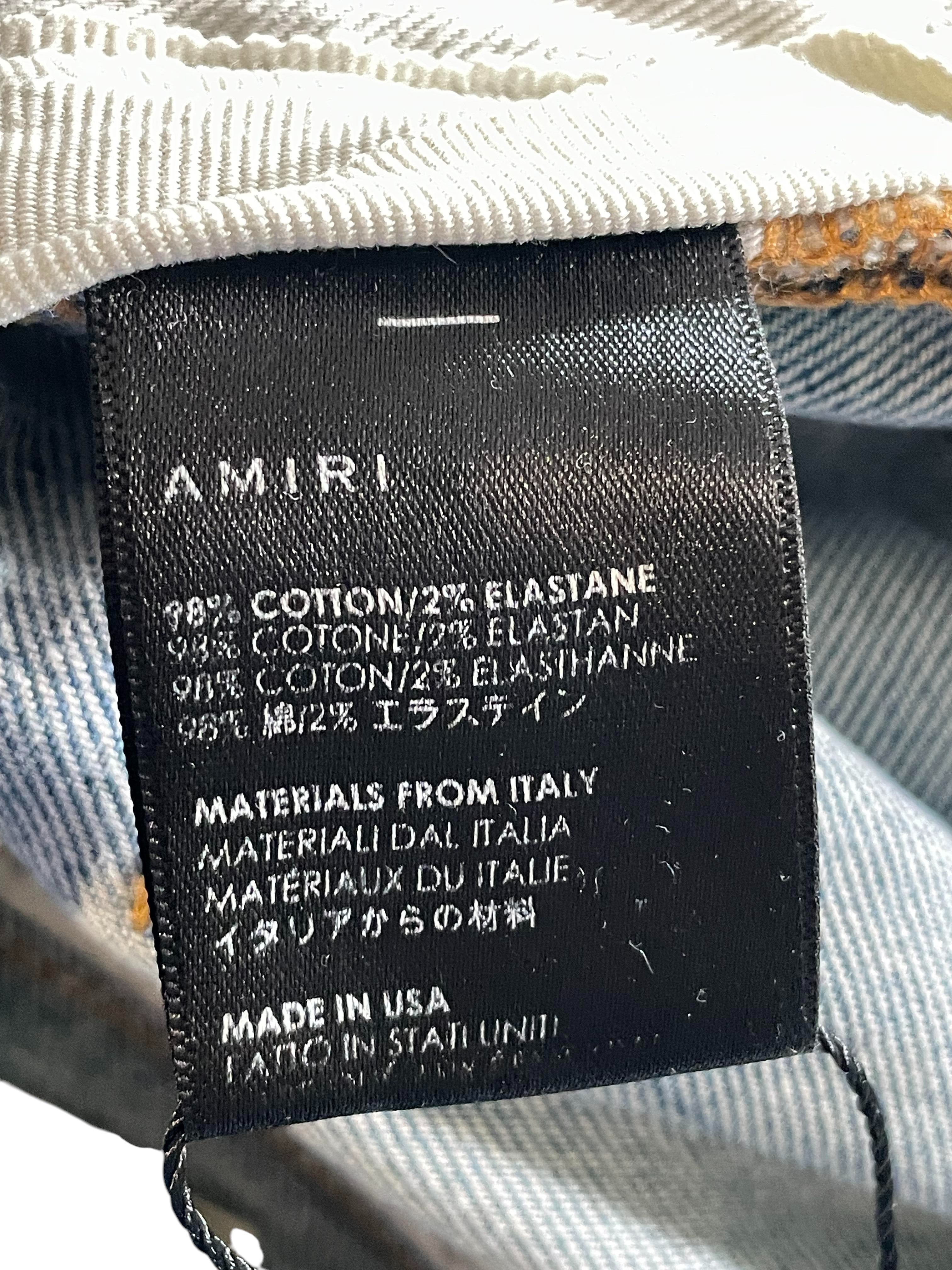 Amiri MX2 Paisley Light Wash Cream Jeans