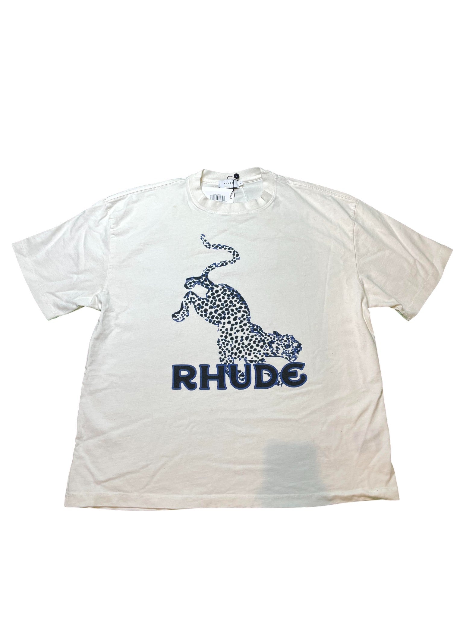 Rhude Cheetah Cream & Blue Tee