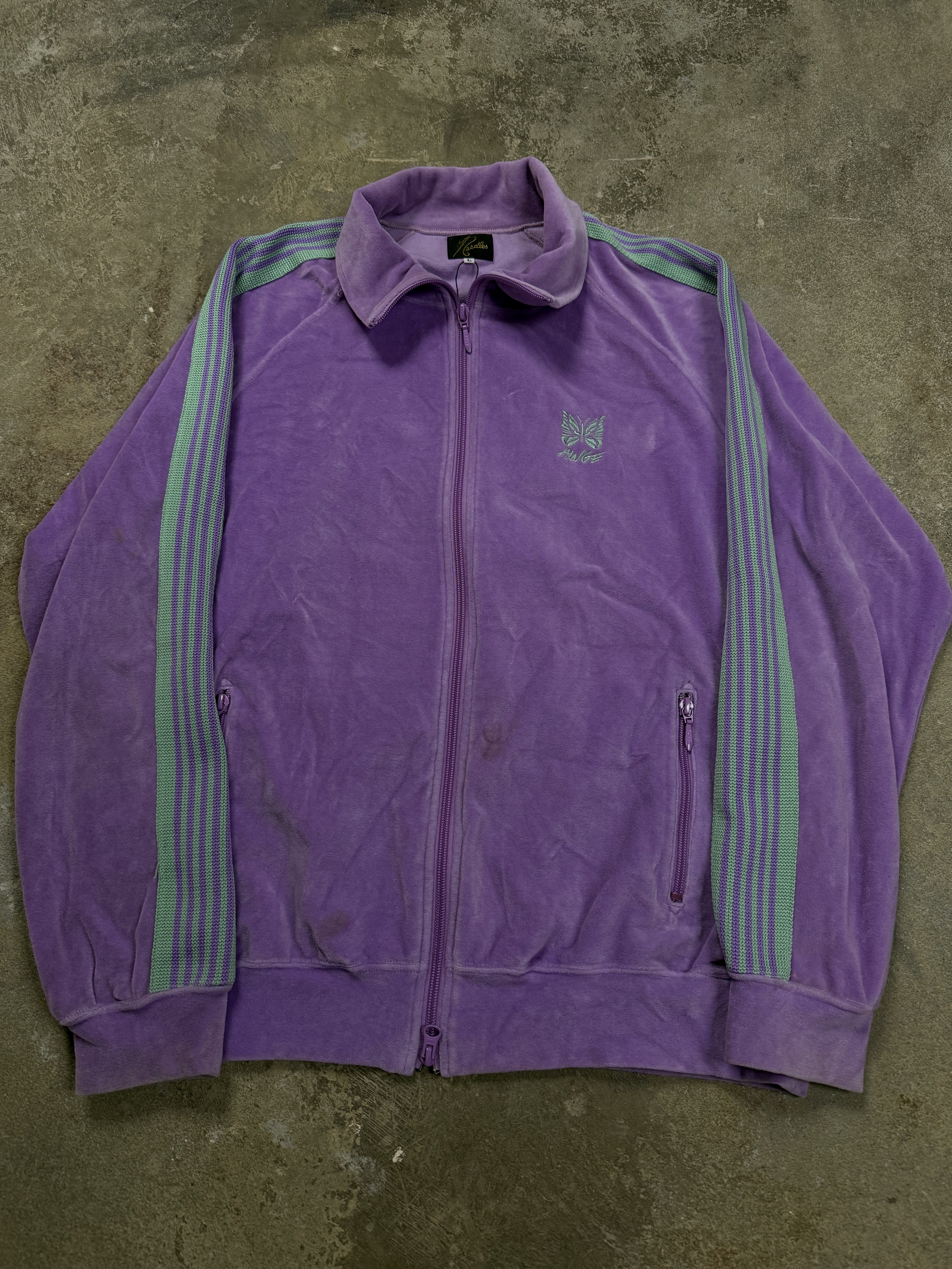 Needles AWGE Track Jacket Purple Green Used Large