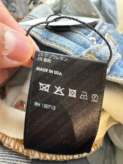 Amiri MX1 Green Plaid Patch Light Wash Jean