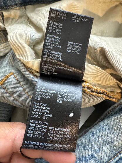 Amiri Jeans Lumberjack Patchwork Light Wash Blue Jeans