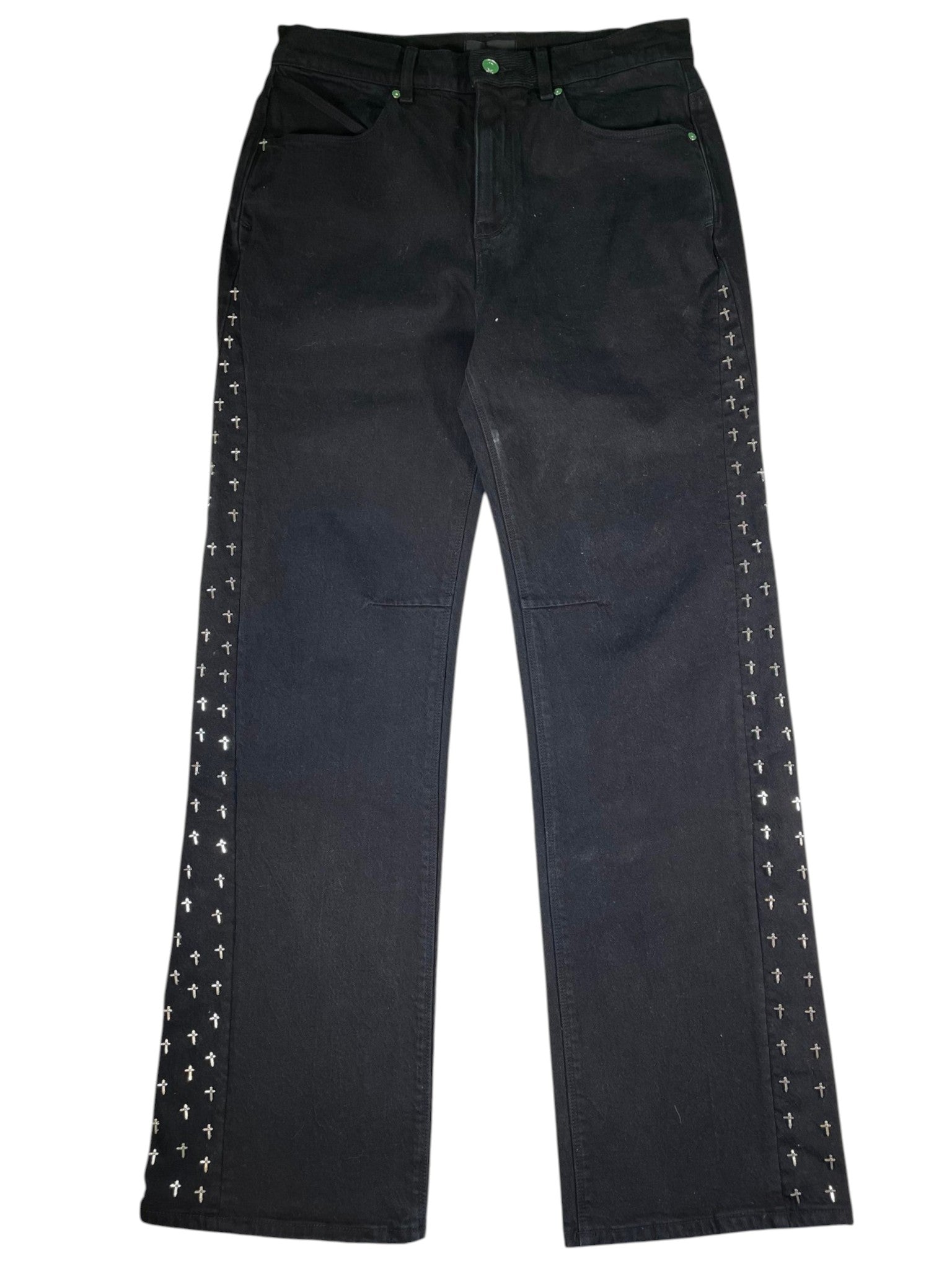RTA Metal Pin Baggy Black Jeans