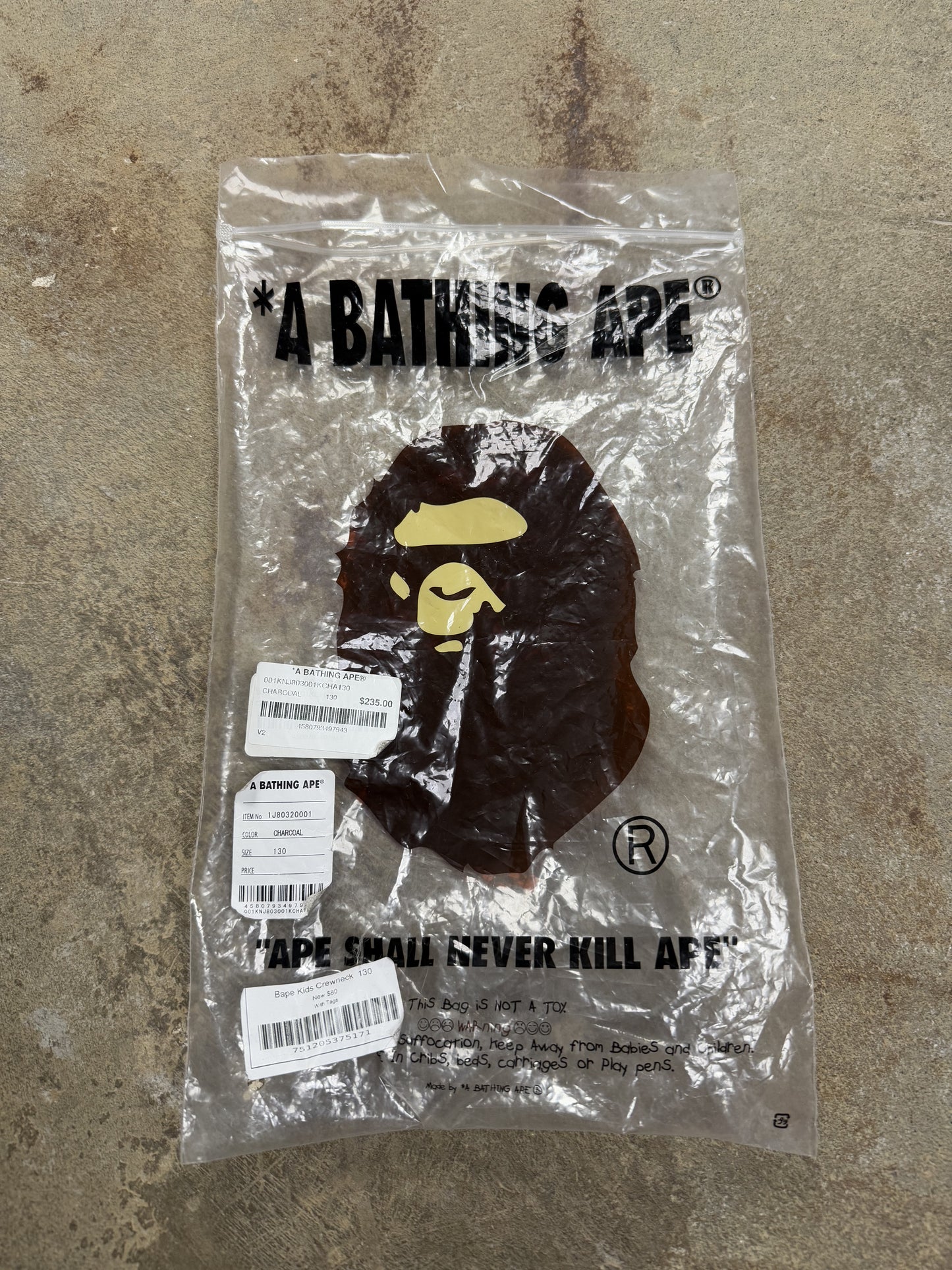 Bape Kids Crewneck New With Tags Size 6-8