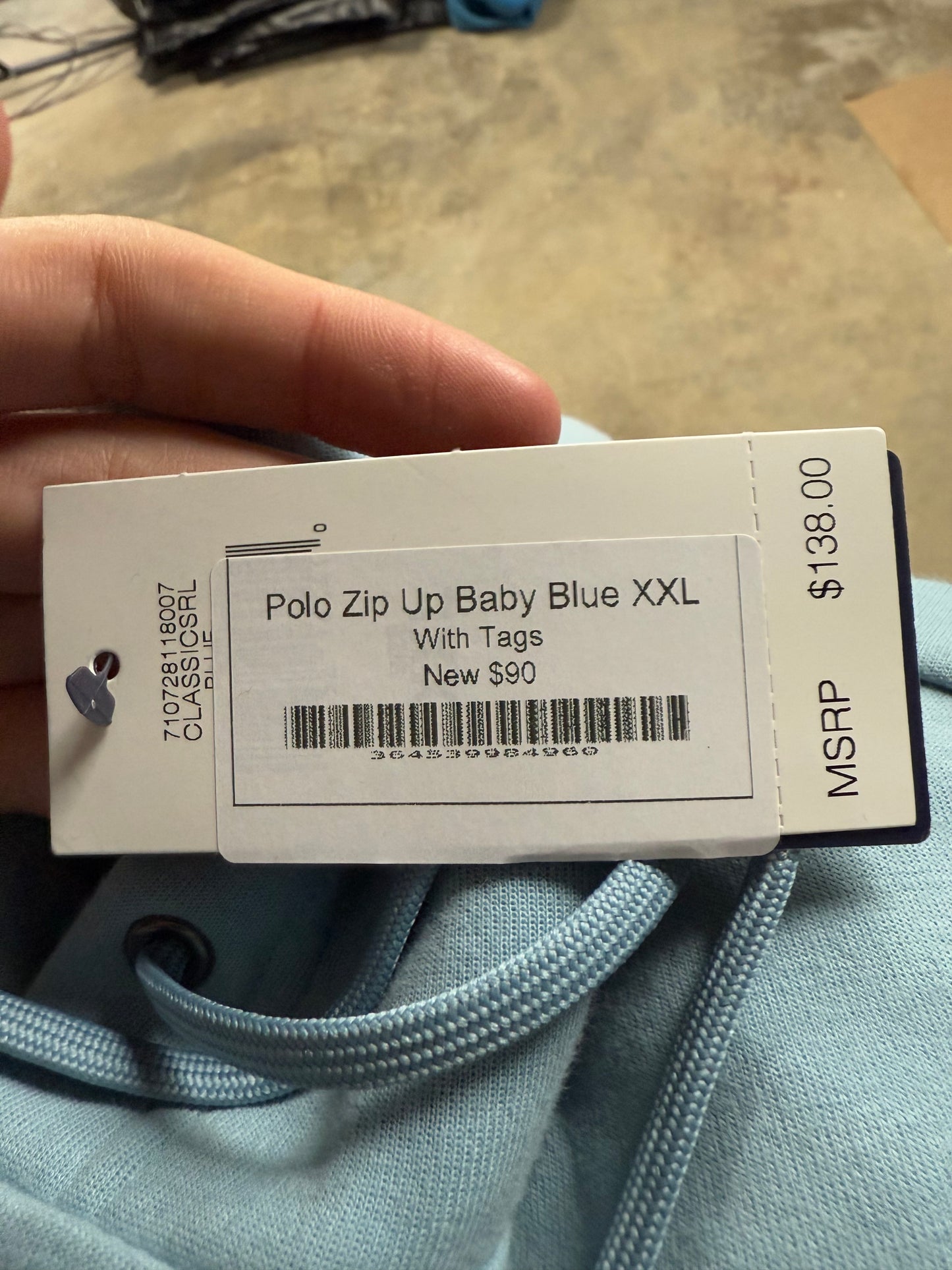 Polo Zip Up Baby Blue New With Tags XXL