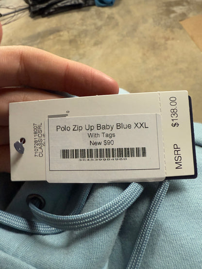 Polo Zip Up Baby Blue New With Tags XXL