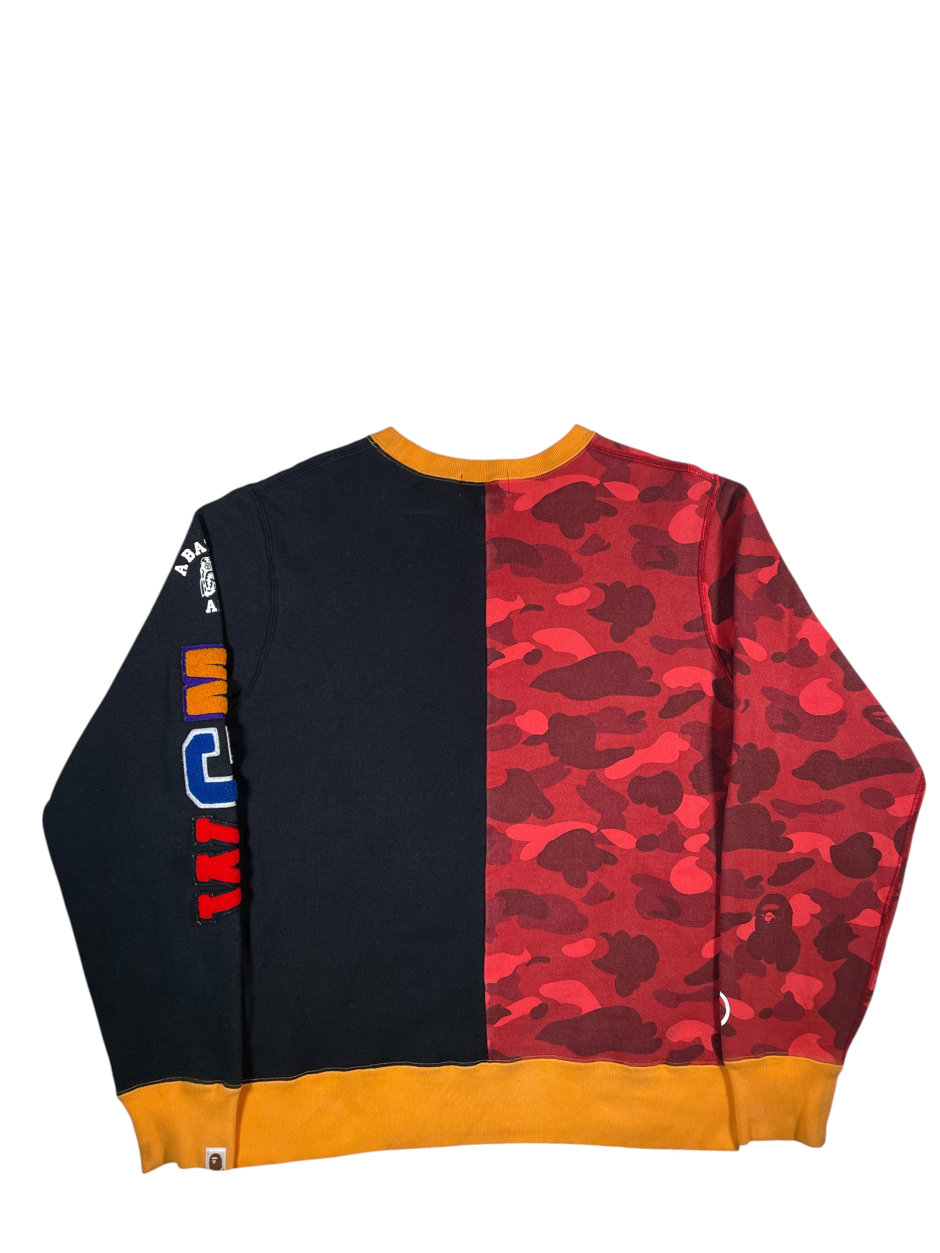 BAPE Tiger Shark Red Camo Black Split Crewneck