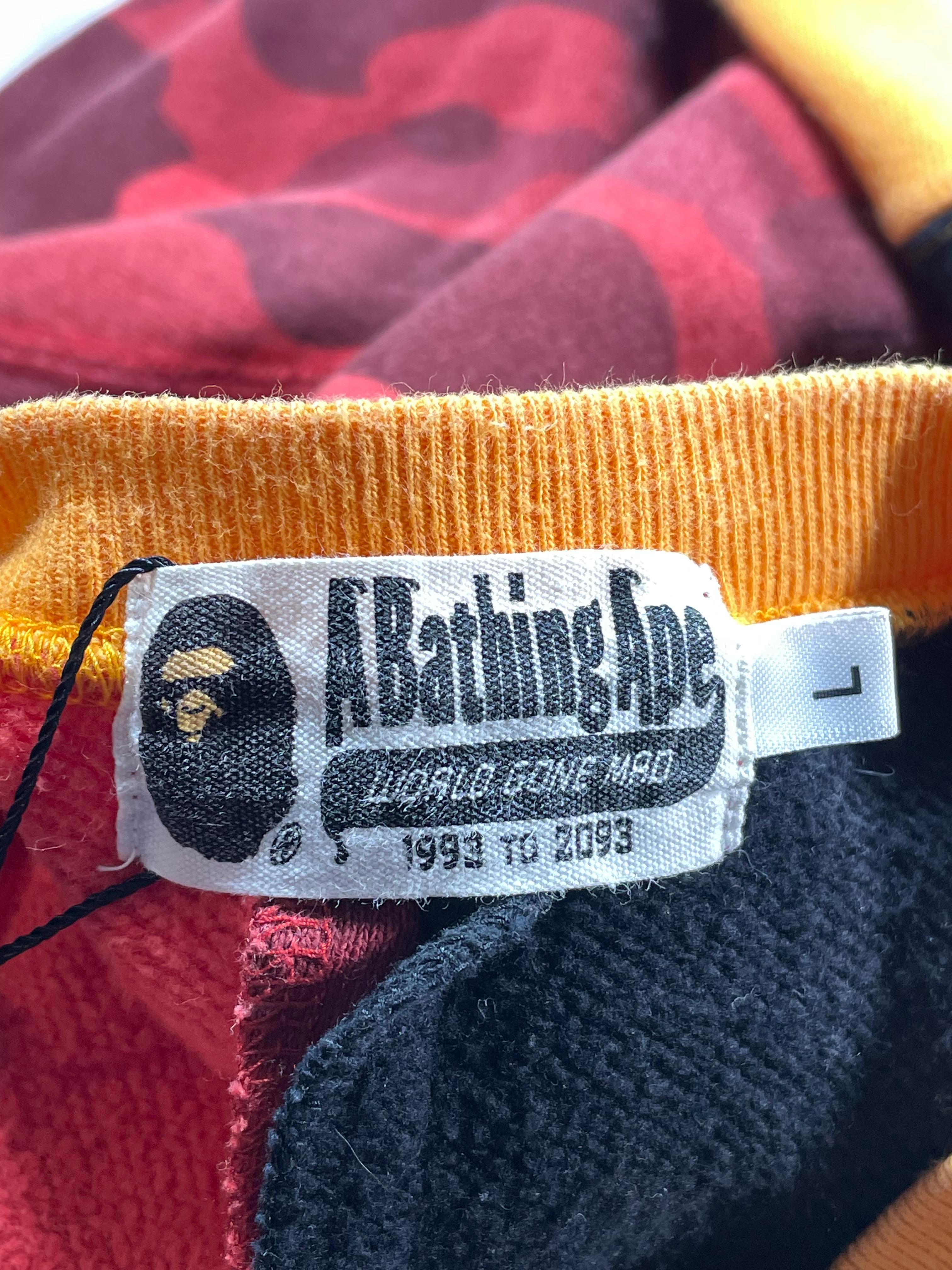 BAPE Tiger Shark Red Camo Black Split Crewneck