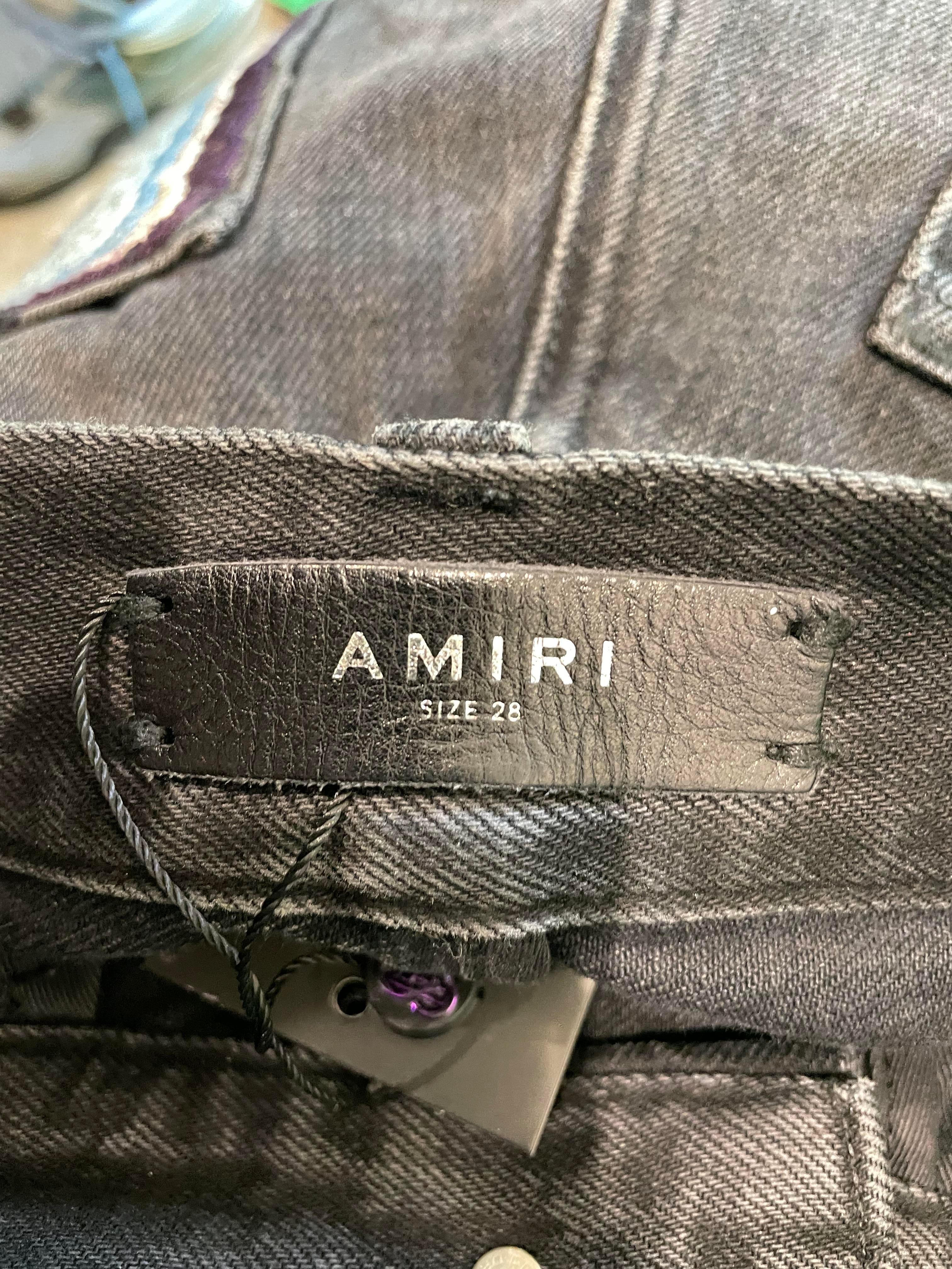 Amiri Palm Tree Black Jean Shorts