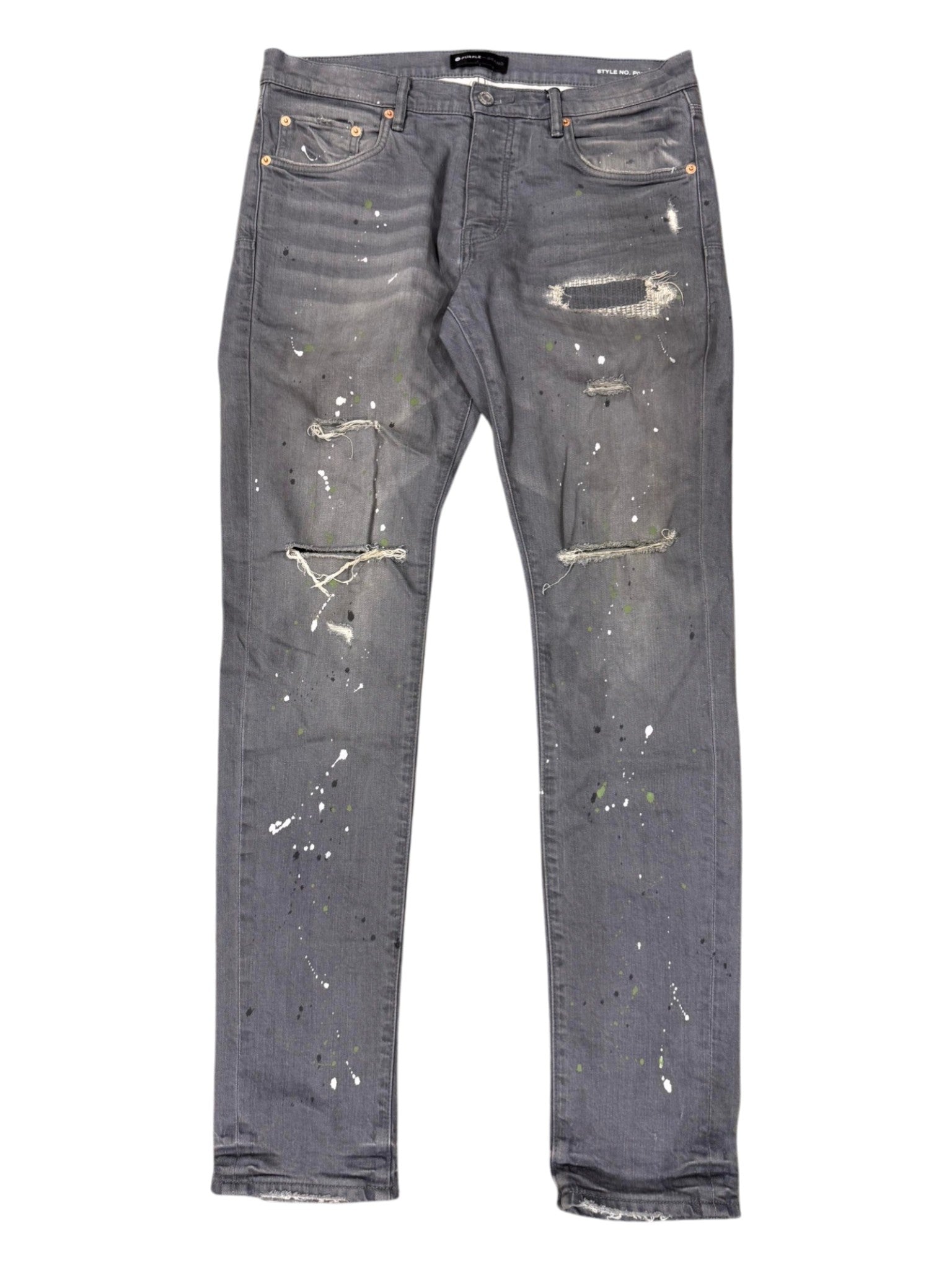 Purple Brand Paint Splatter Grey Jeans