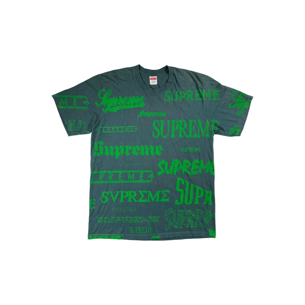 Supreme All Over Logo Green Tee
