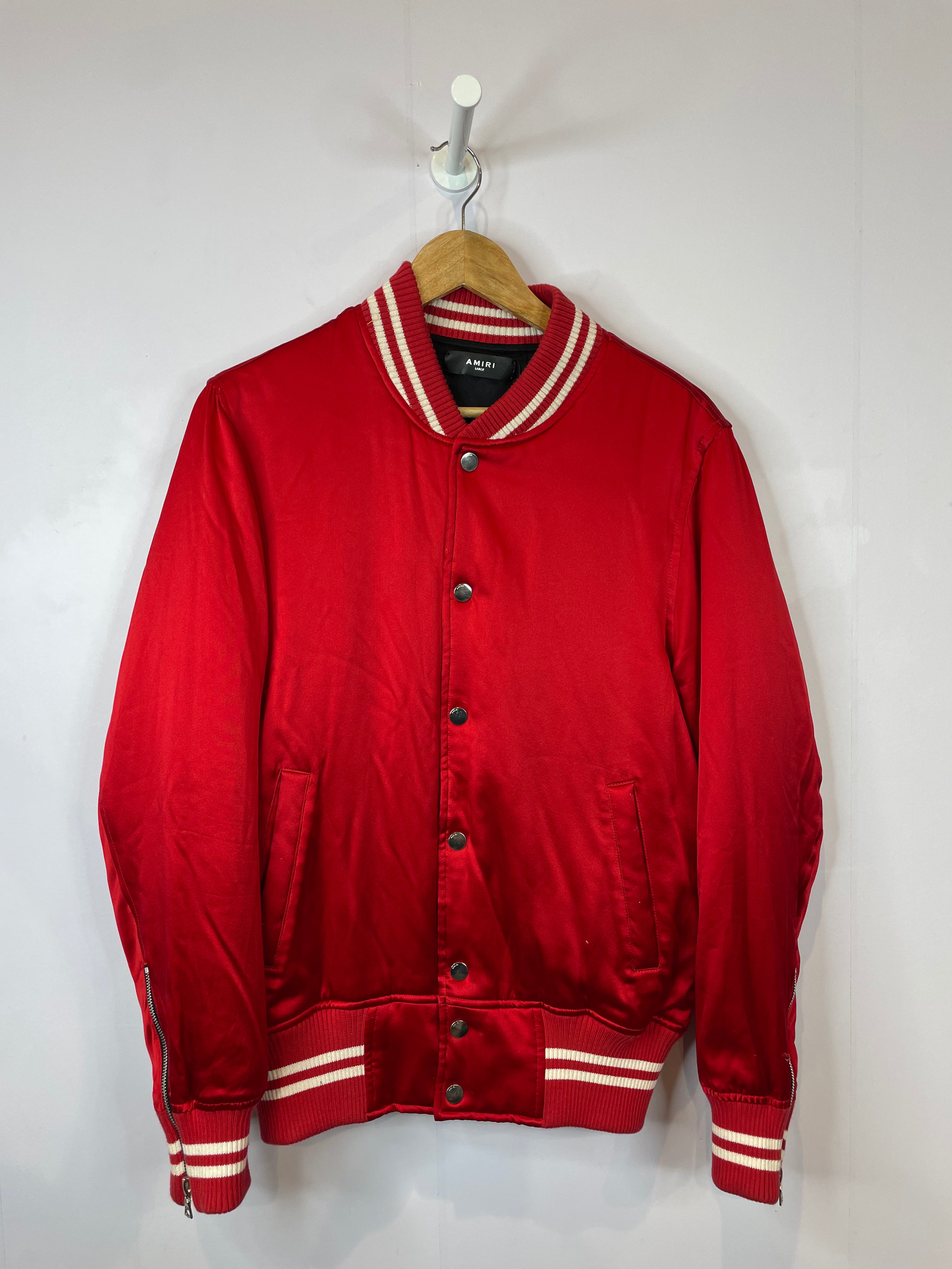 Amiri Varsity Red Satin Jacket