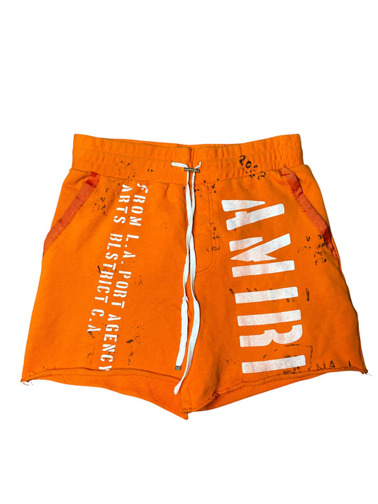 Amiri Orange Stencil Shorts