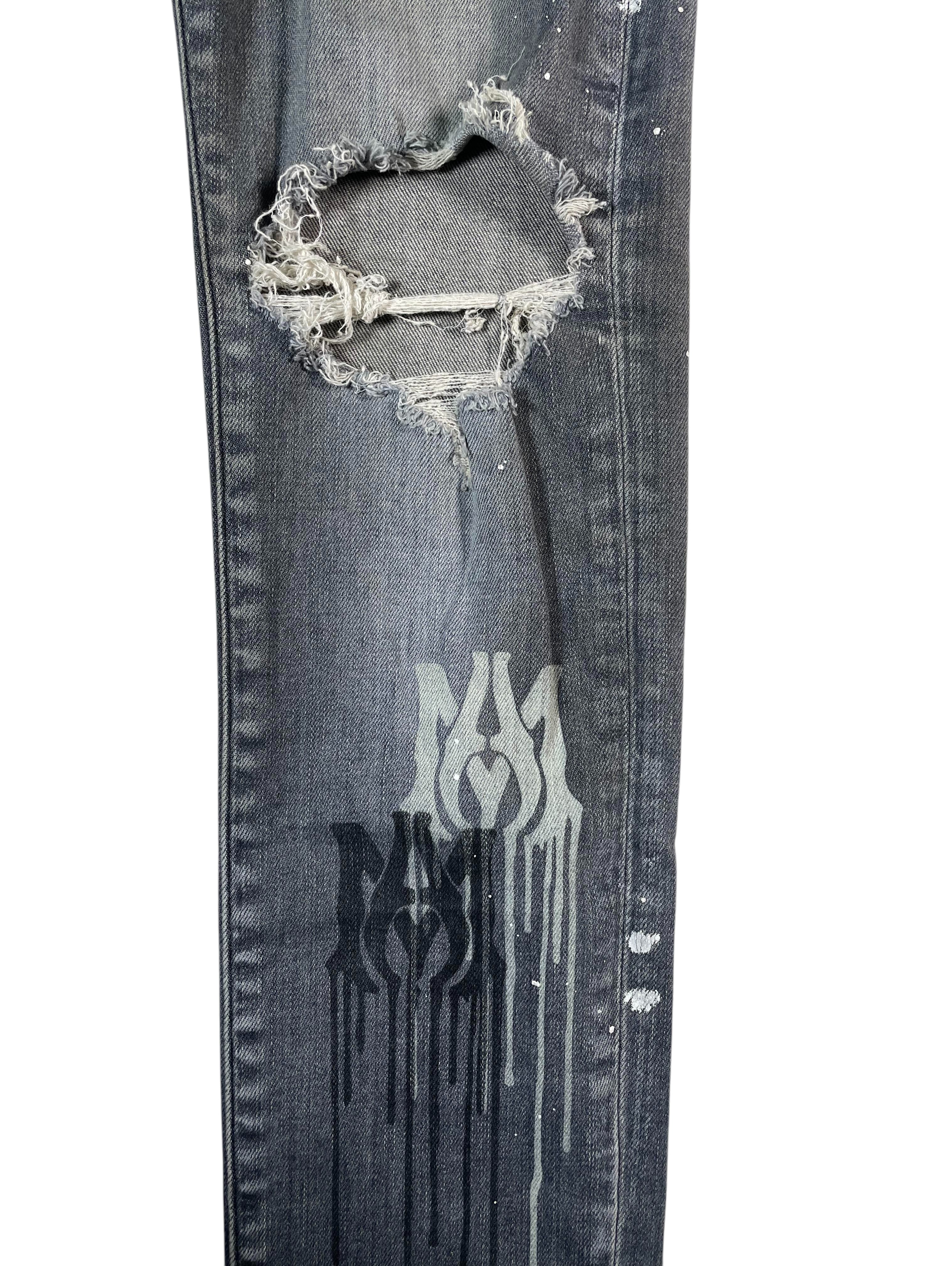 Amiri Stencil Logo Grey Jeans