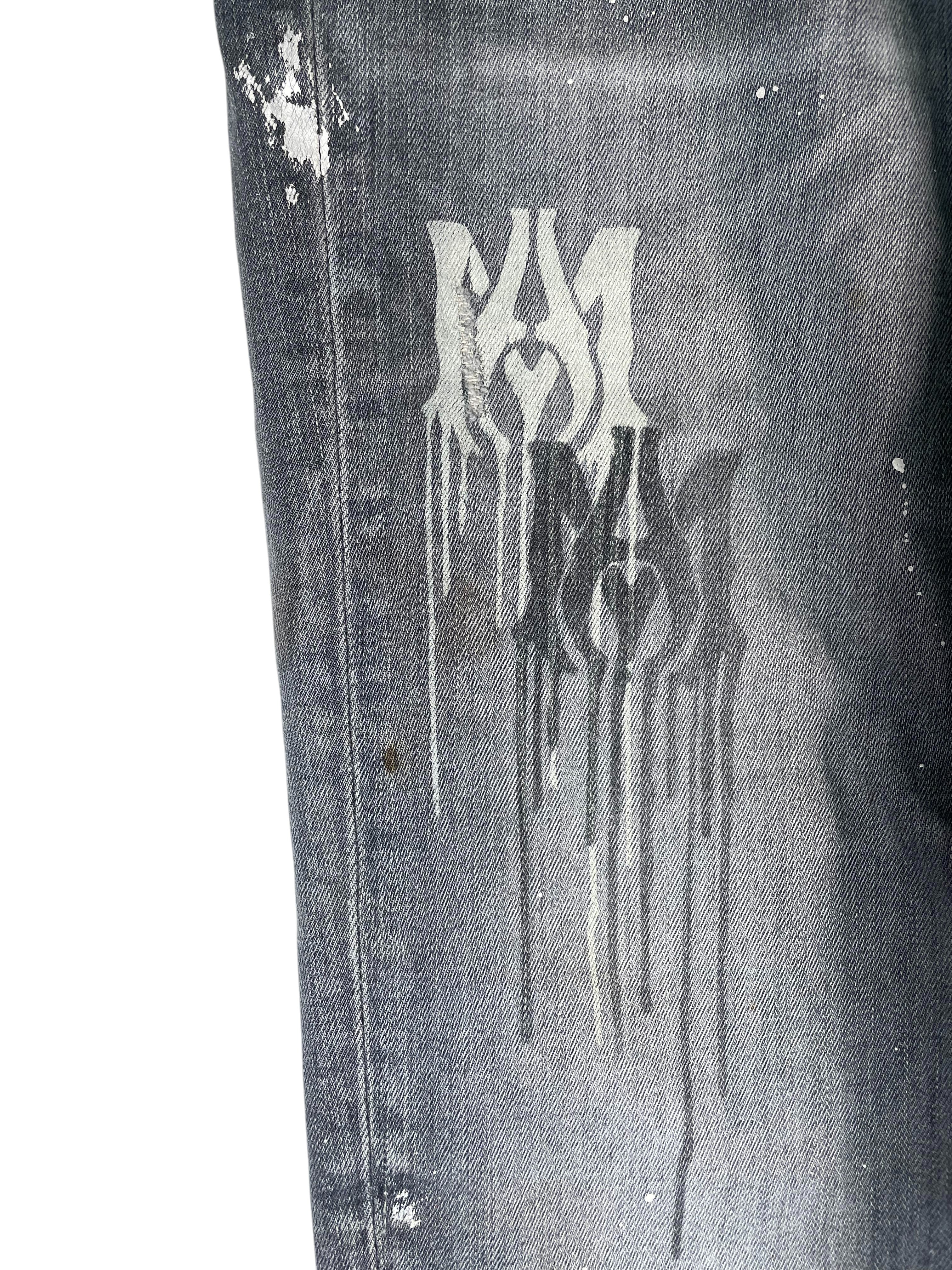 Amiri Stencil Logo Grey Jeans