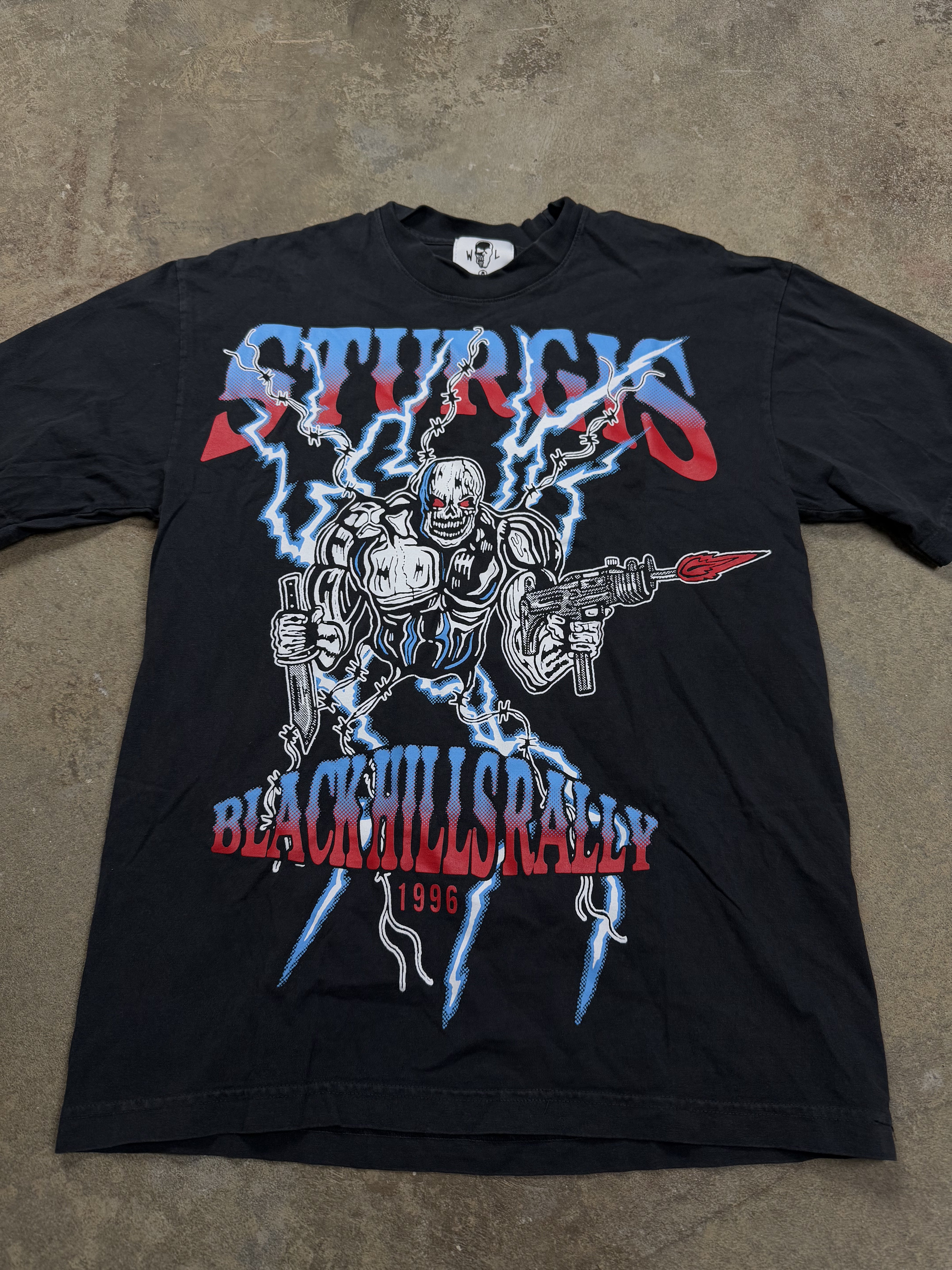 Warren Lotas Tee Blue Black Red Sturgis Used Medium