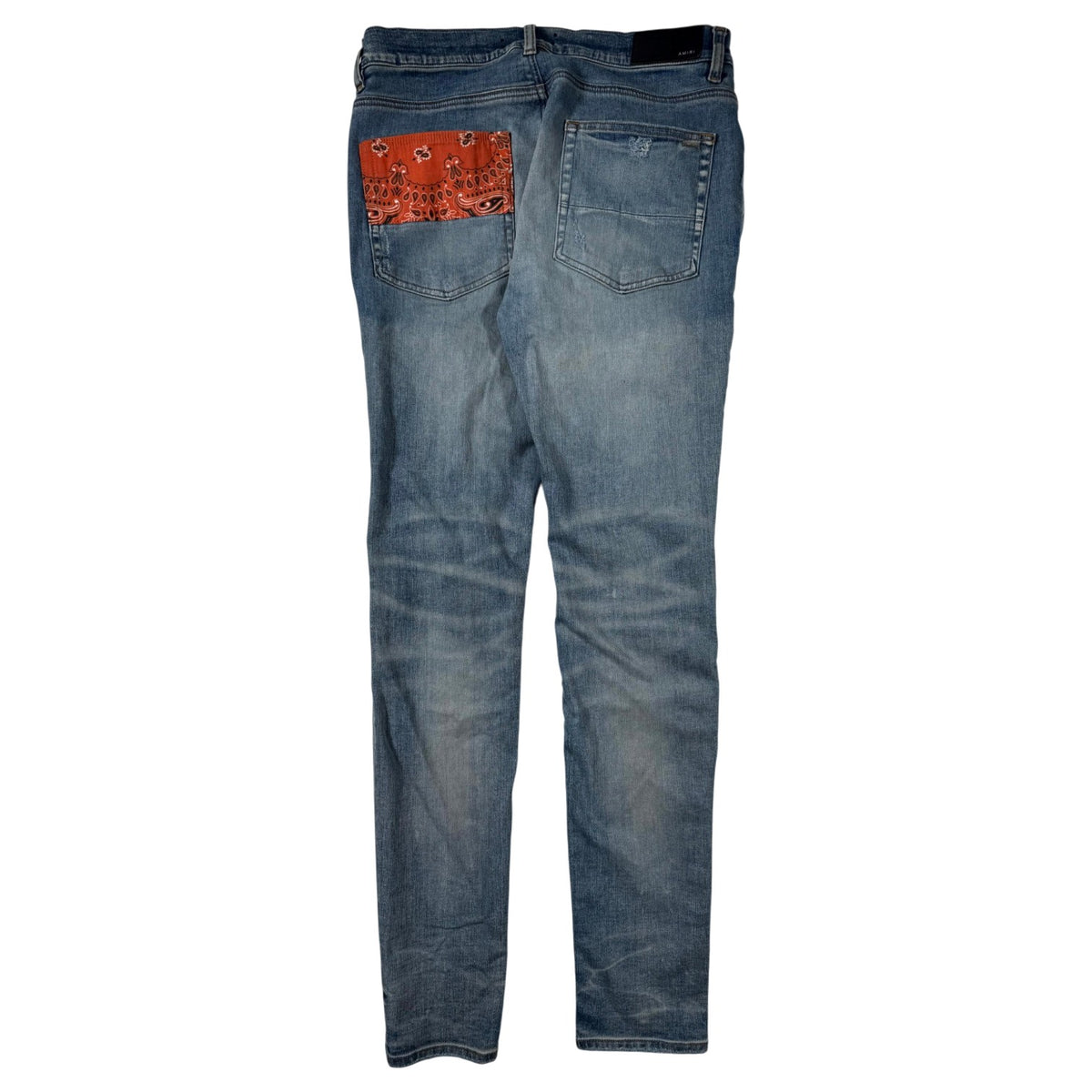 Amiri Paisley Patchwork Light Wash & Orange Jeans