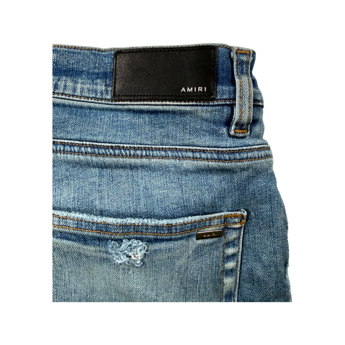Amiri Paisley Patchwork Light Wash & Orange Jeans