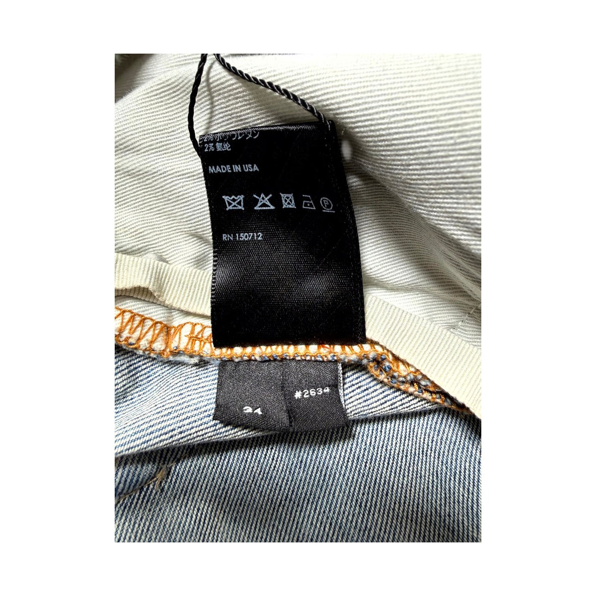 Amiri Paisley Patchwork Light Wash & Orange Jeans
