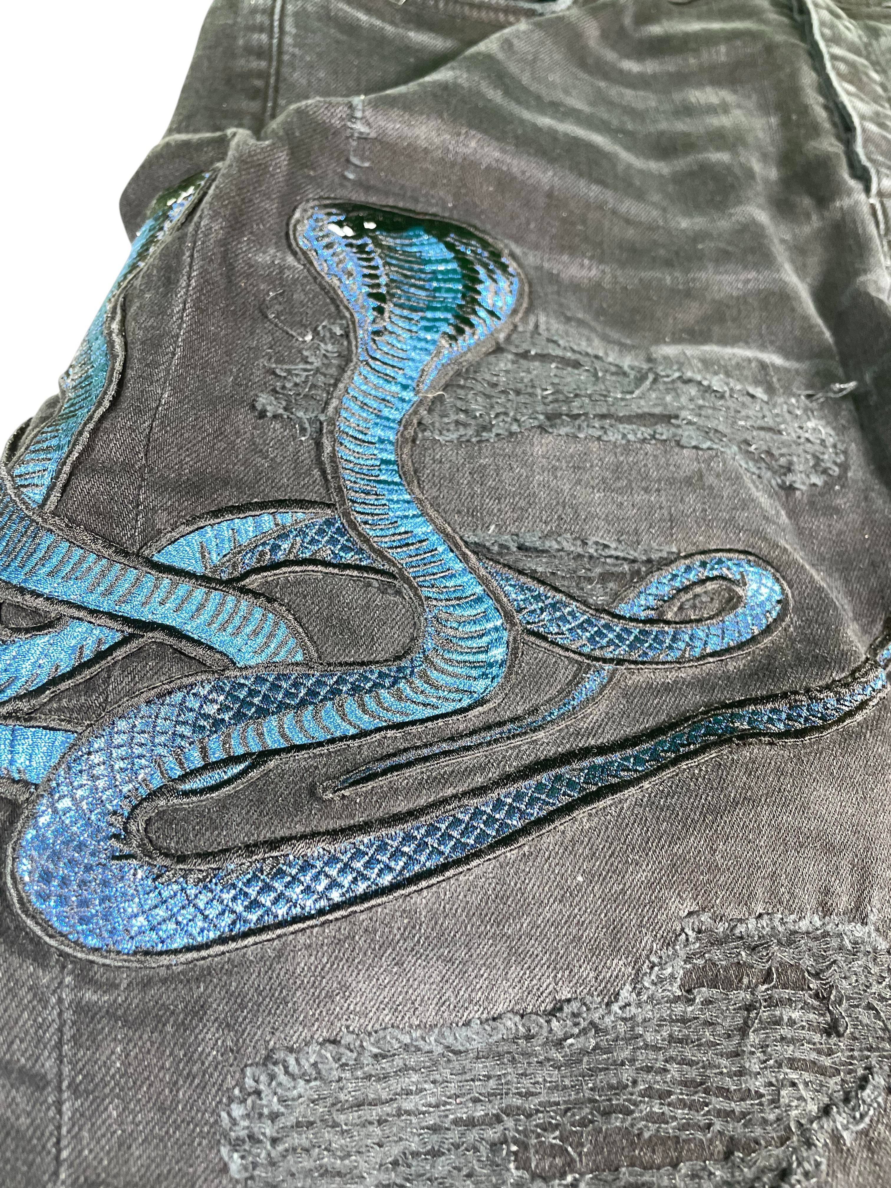 Amiri Cobra Black & Blue Jeans