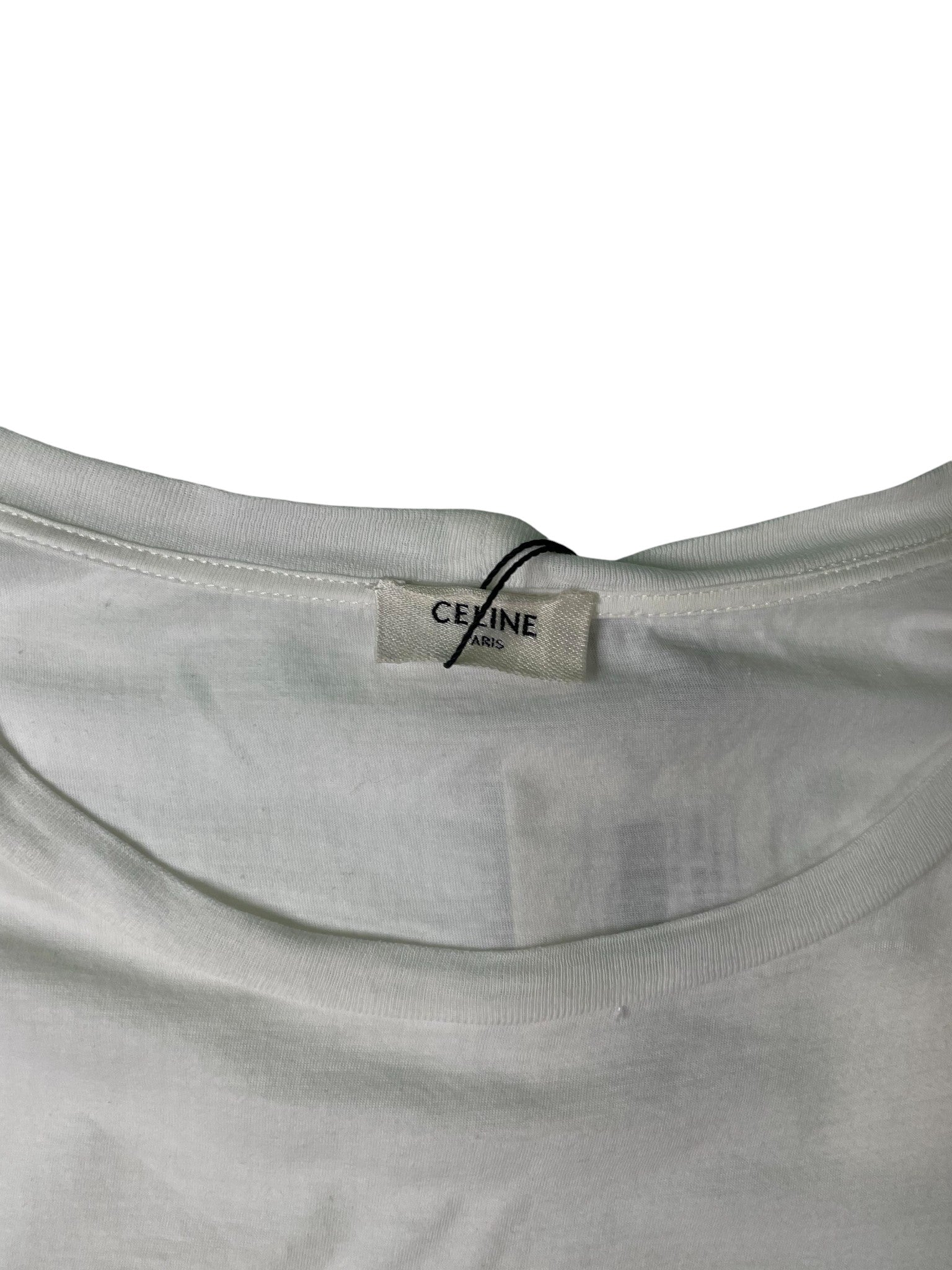 Celine Women's Spell out Logo White & Black Tee