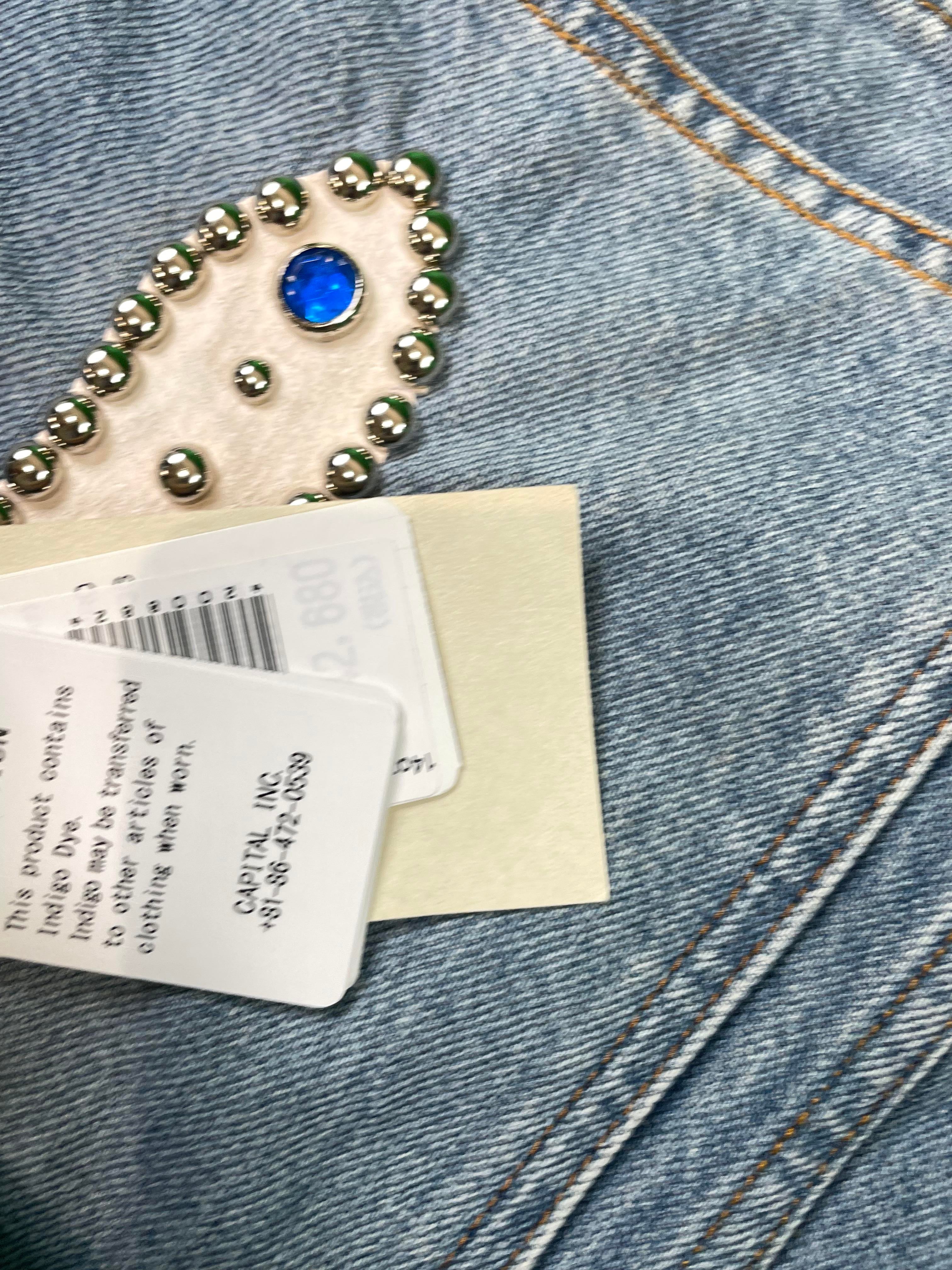 Kapital Denim Studded Light Wash Shorts