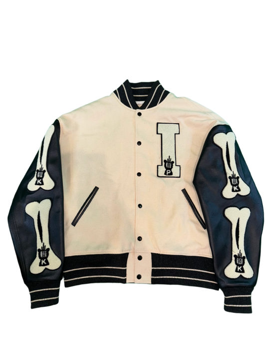 Kapital I-Five Bone & Black Varsity Jacket