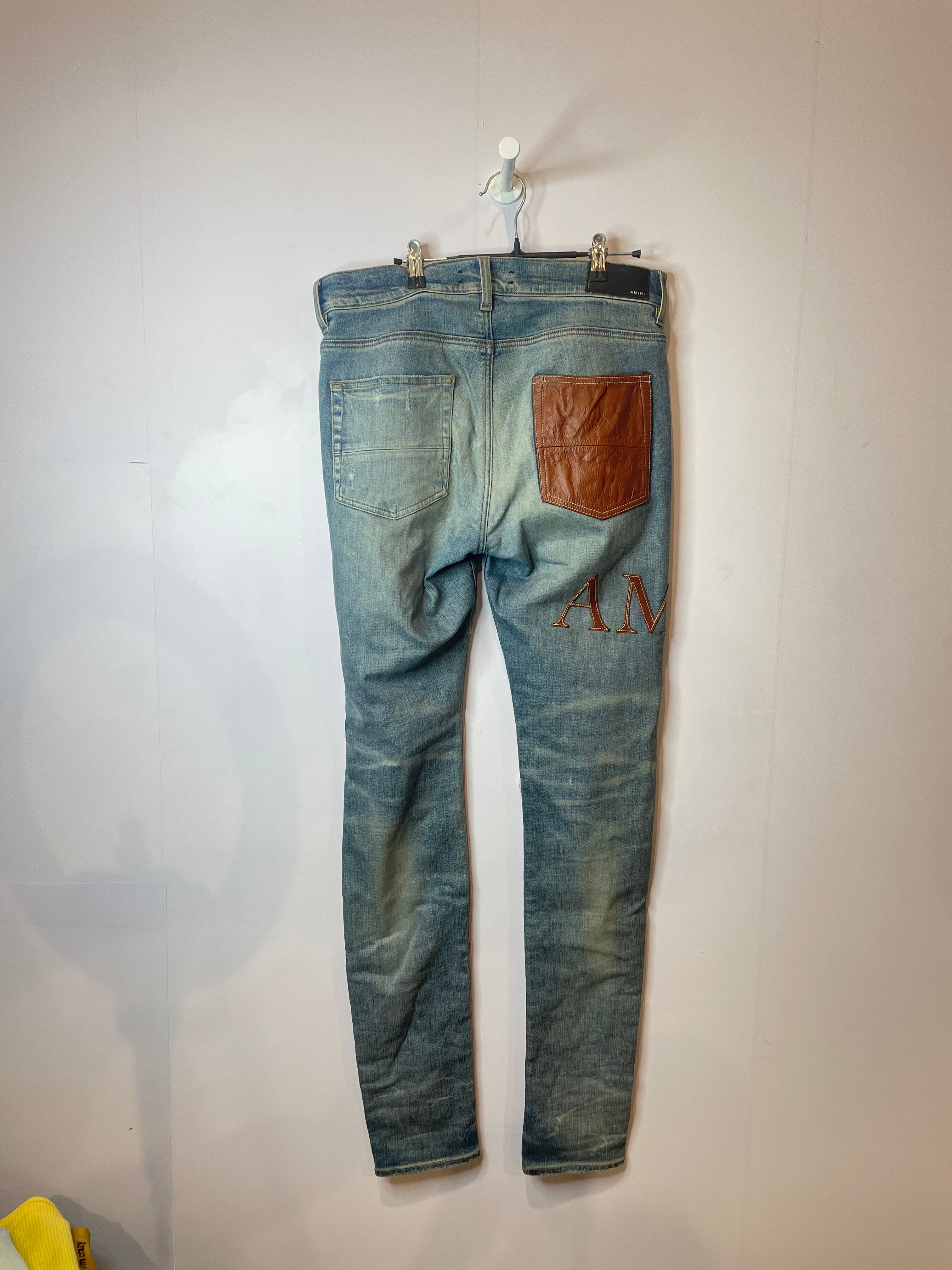 Amiri Clay Side Logo Light Wash Blue Jeans