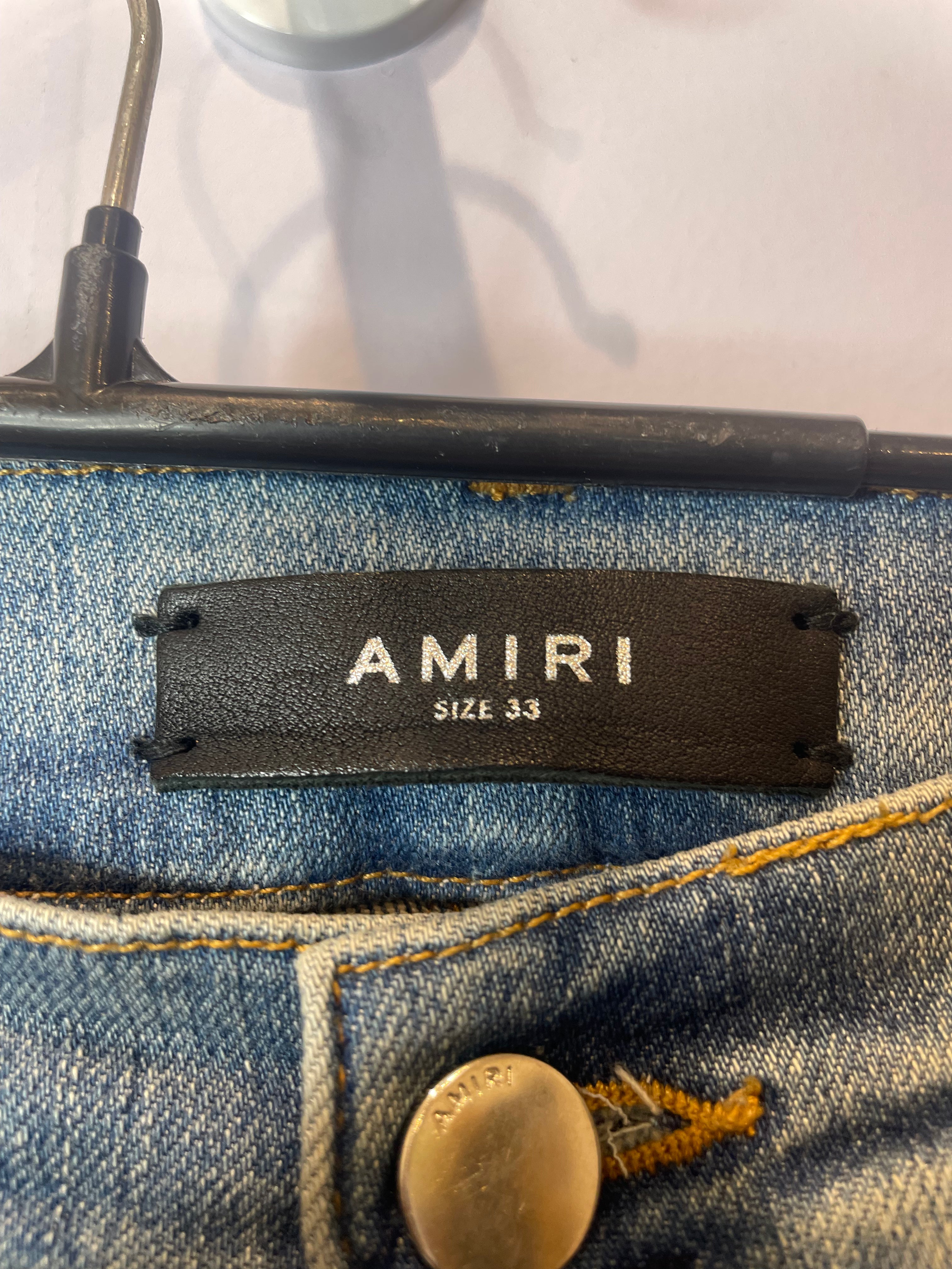 Amiri Clay Side Logo Light Wash Blue Jeans