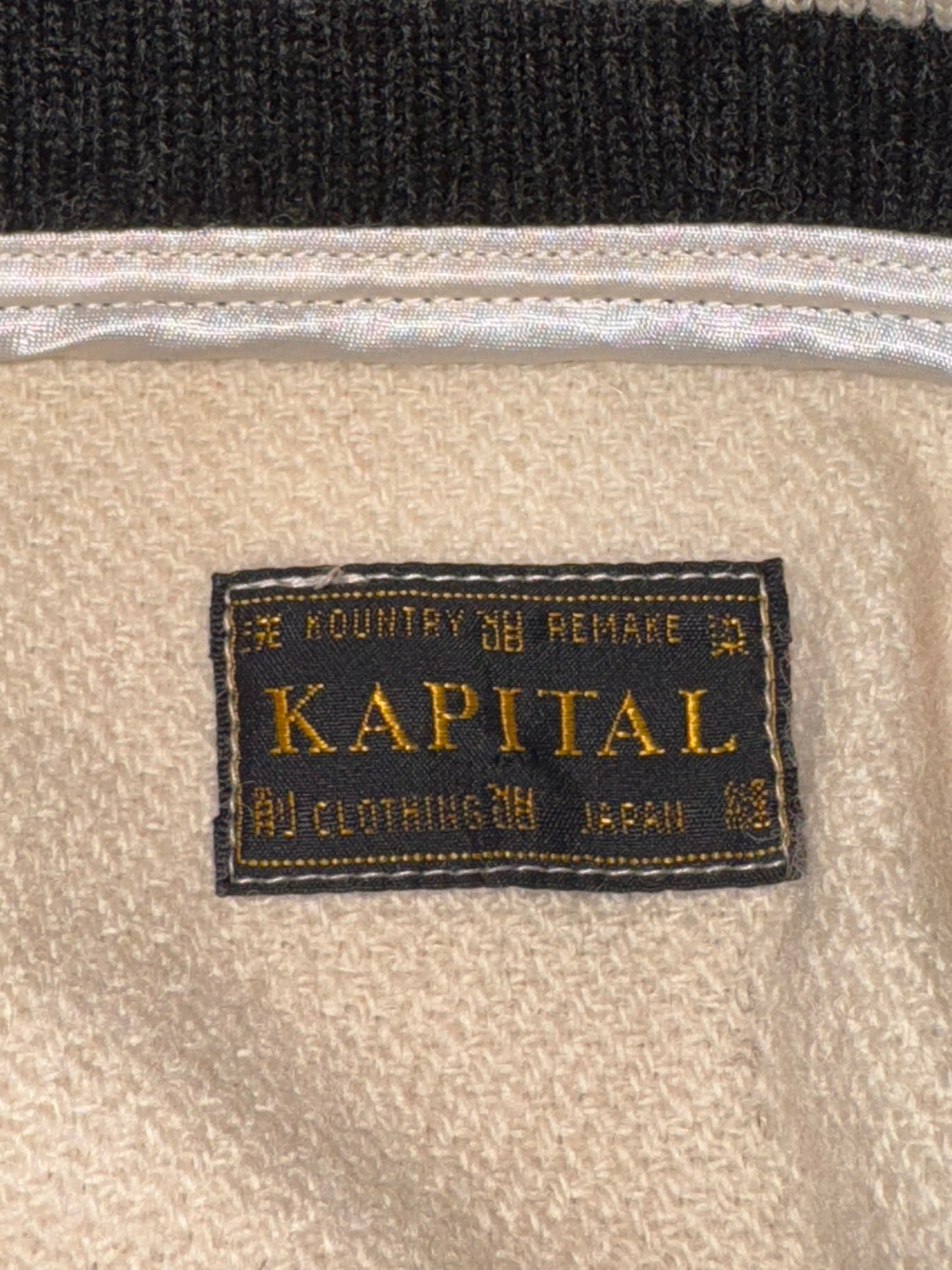 Kapital I-Five Bone & Black Varsity Jacket