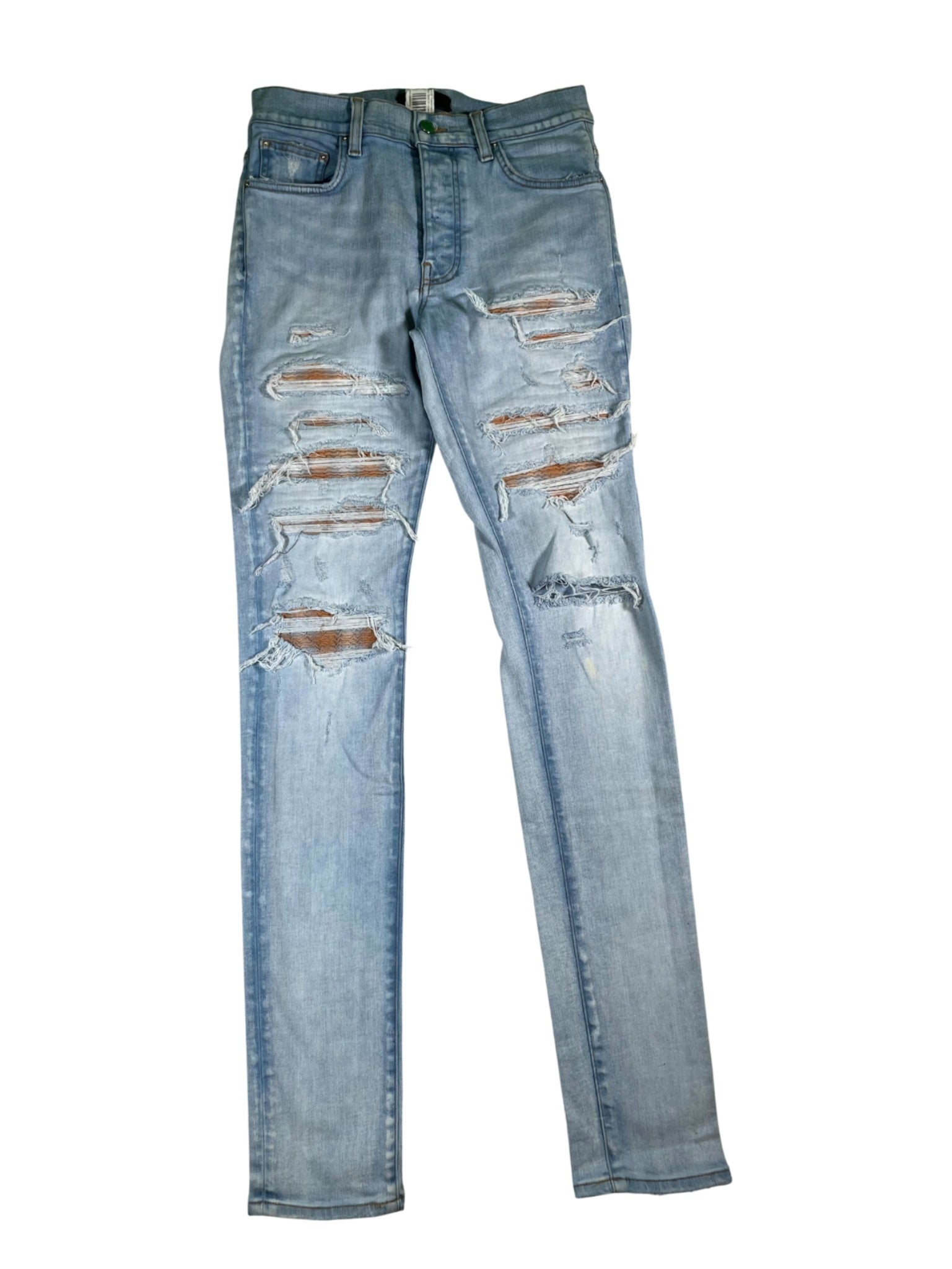 Amiri Thrasher Patch Light Wash & Tan Jeans
