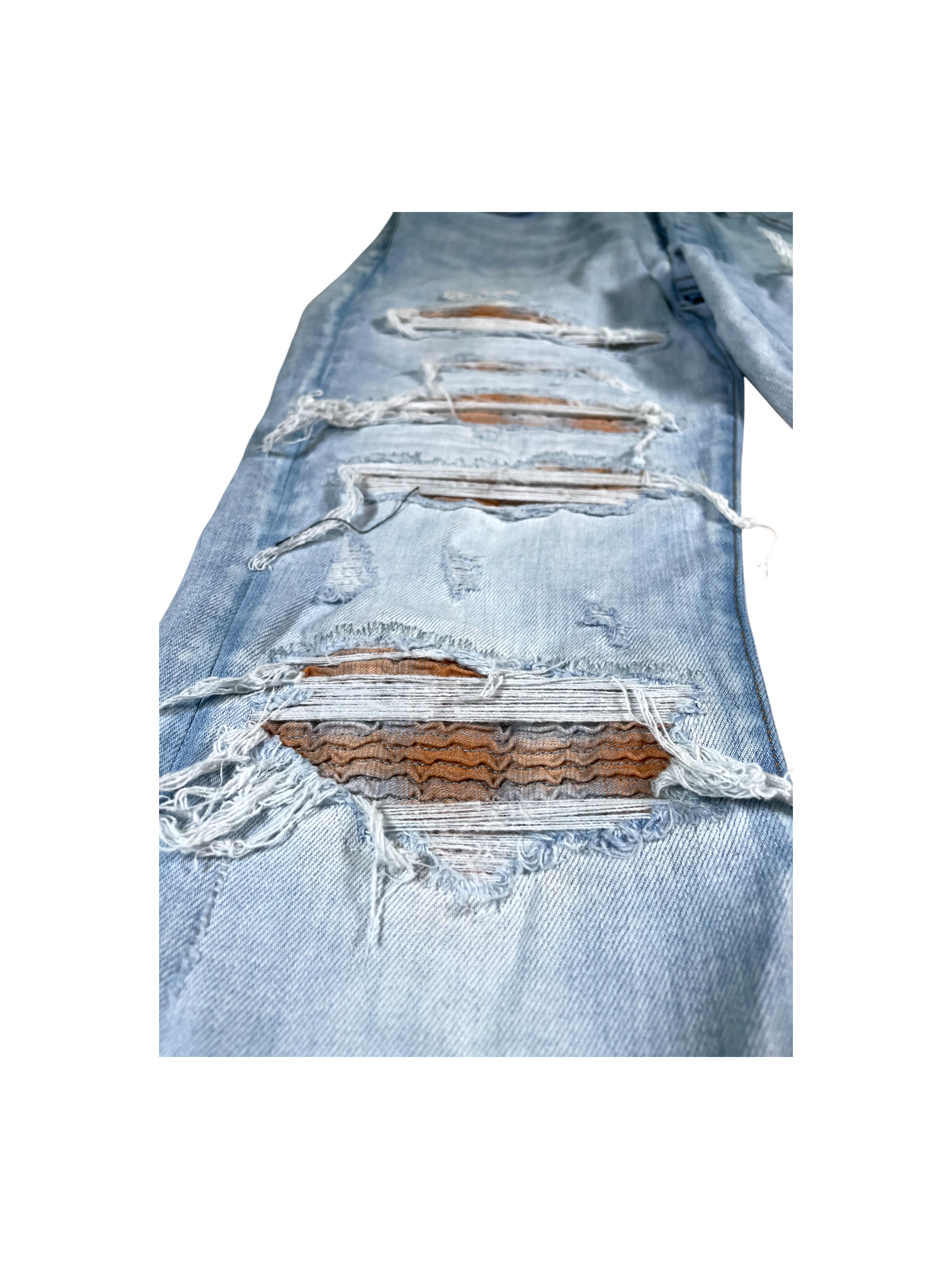 Amiri Thrasher Patch Light Wash & Tan Jeans