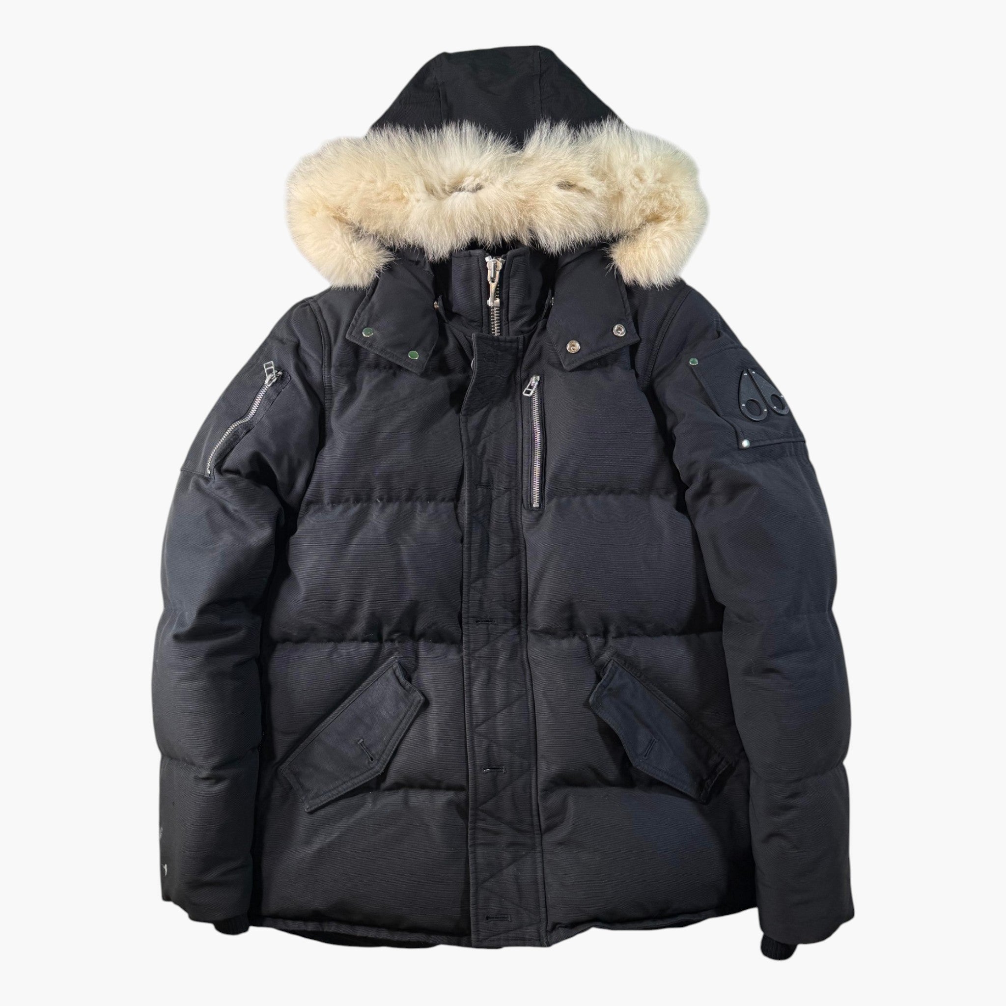 Moose Knuckles 3Q White Fur Black Jacket