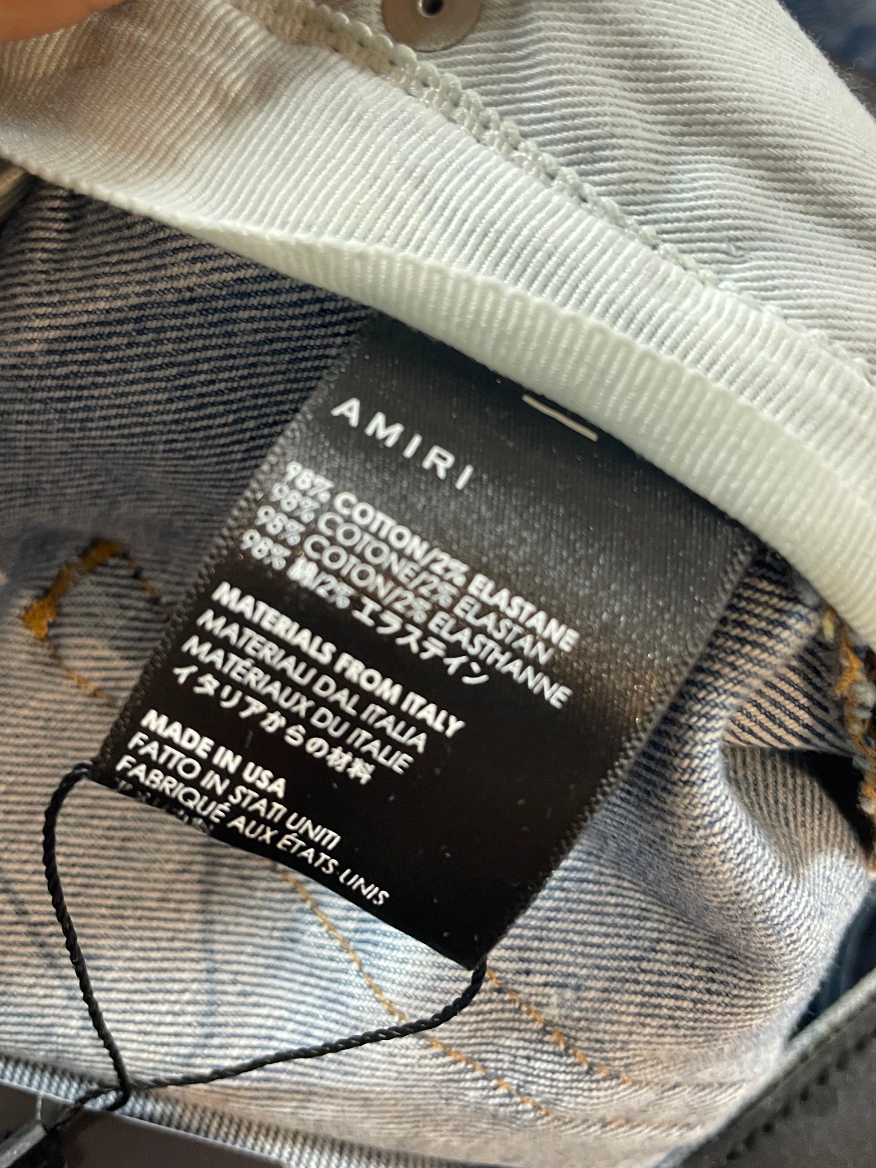 Amiri Plain Thrasher Light Wash Splatter Rip Used 38