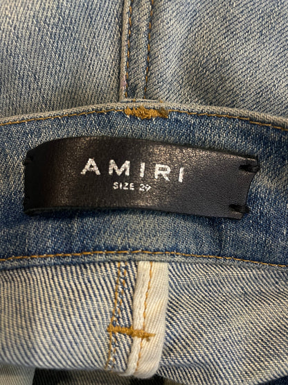 Amiri Orange Side Logo Light Wash Blue Jeans
