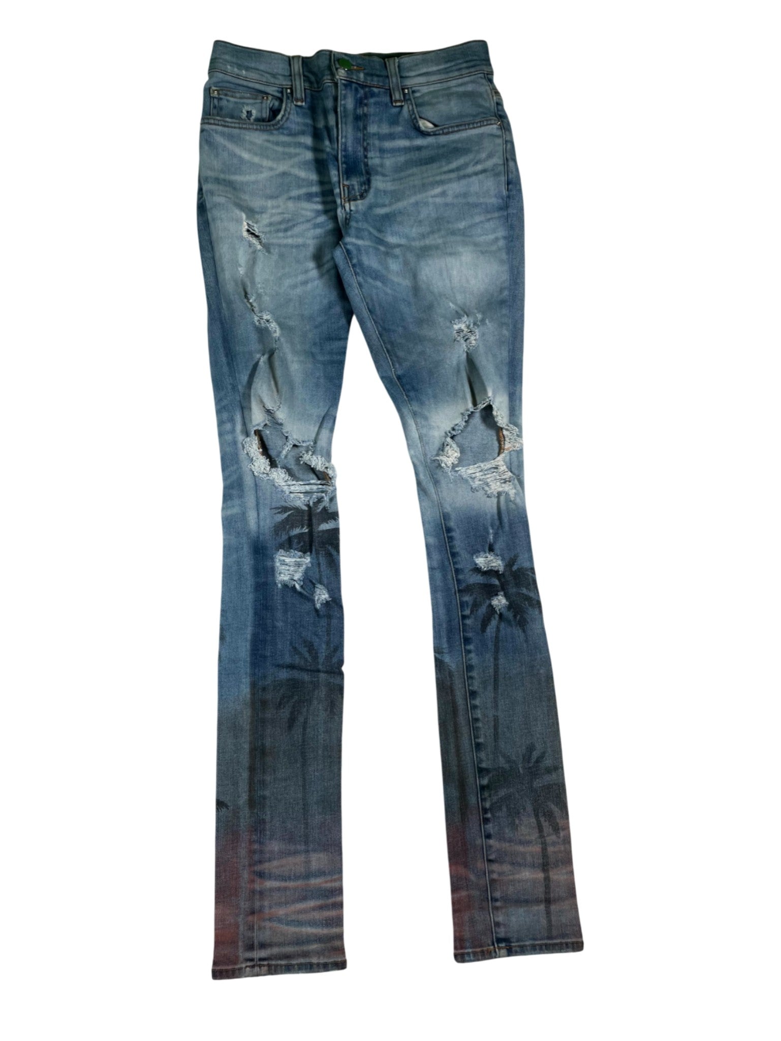 Amiri Palm Tree Light Wash Jeans