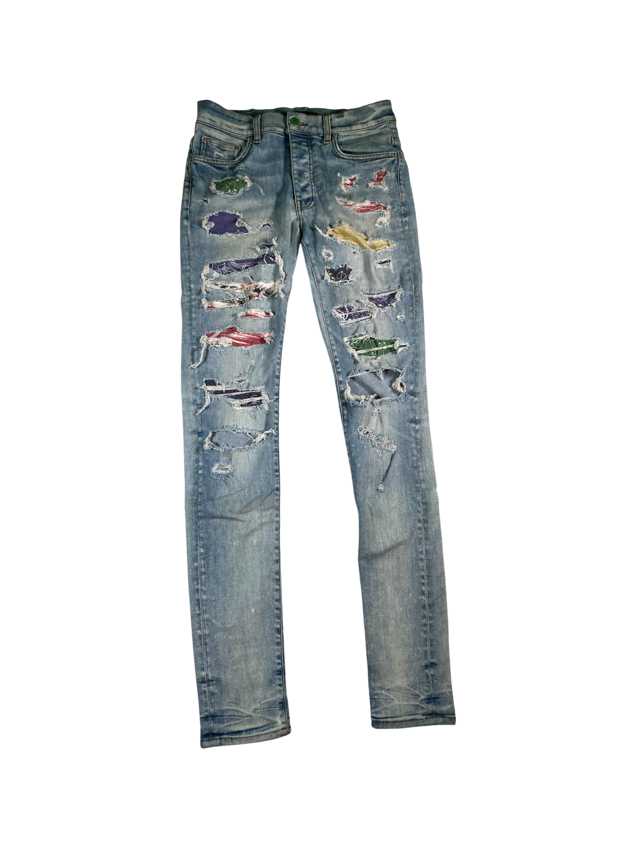 Amiri 'Rainbow Paisley Thrasher' Light Wash Jeans