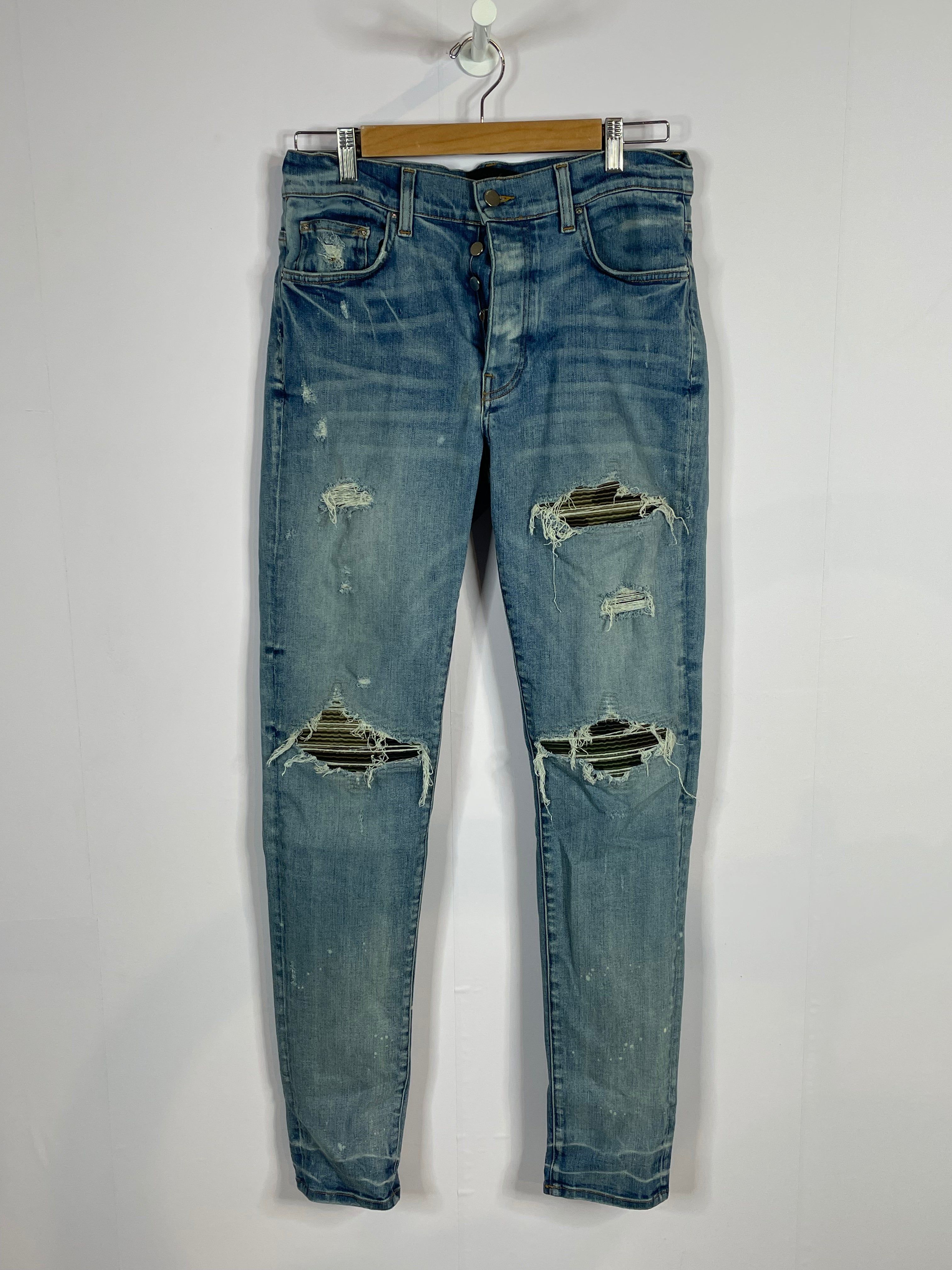 Amiri MX1 Light Wash Camo Patch Used 32