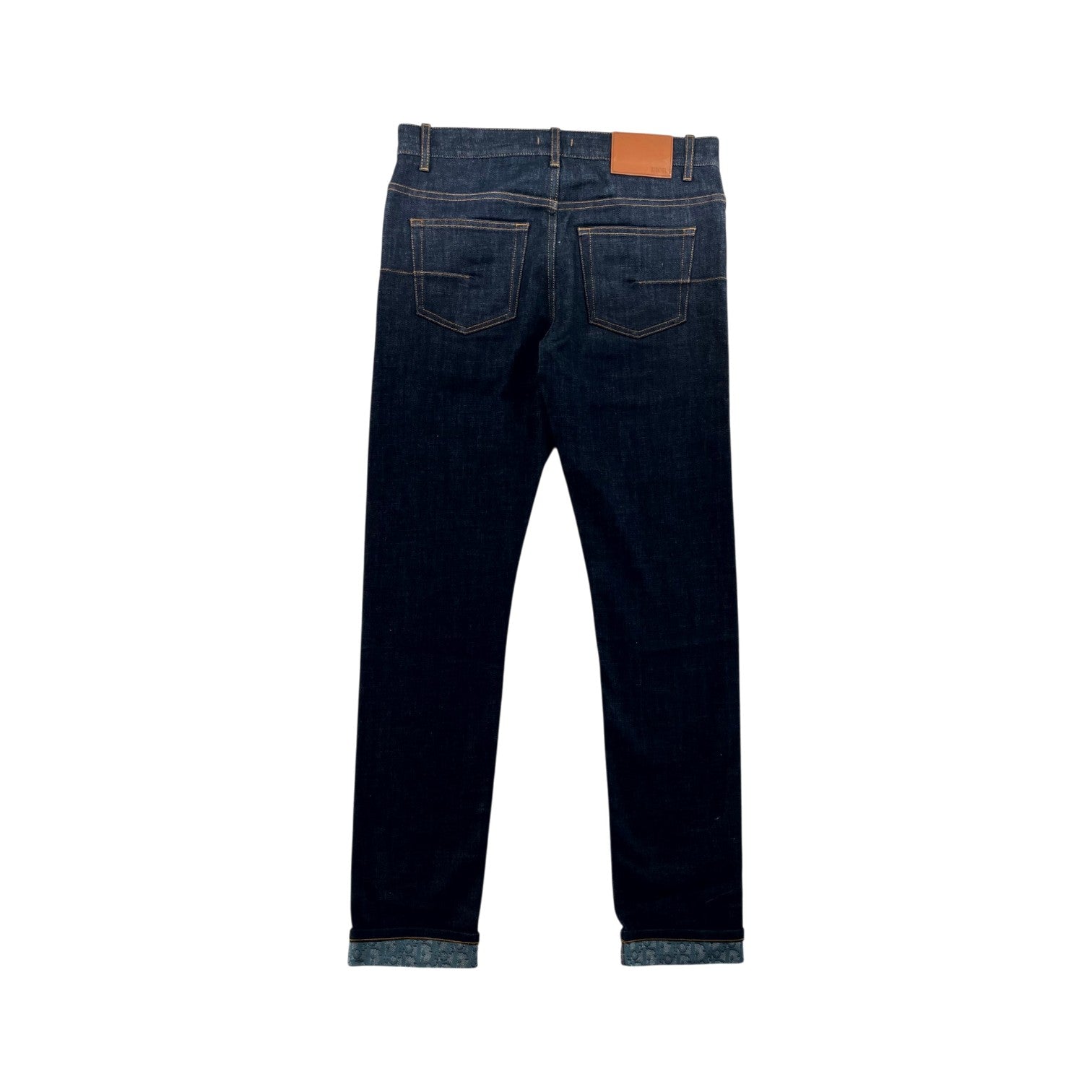 Dior "Oblique Cuff Logo" Navy Selvedge & Blue Jeans
