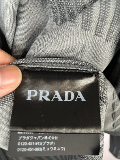 Prada Tech Knit Grey & Green Cardigan