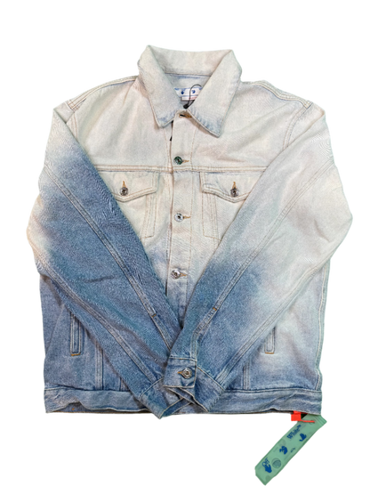 Off White Two Tone Denim Light Wash Blue Jacket