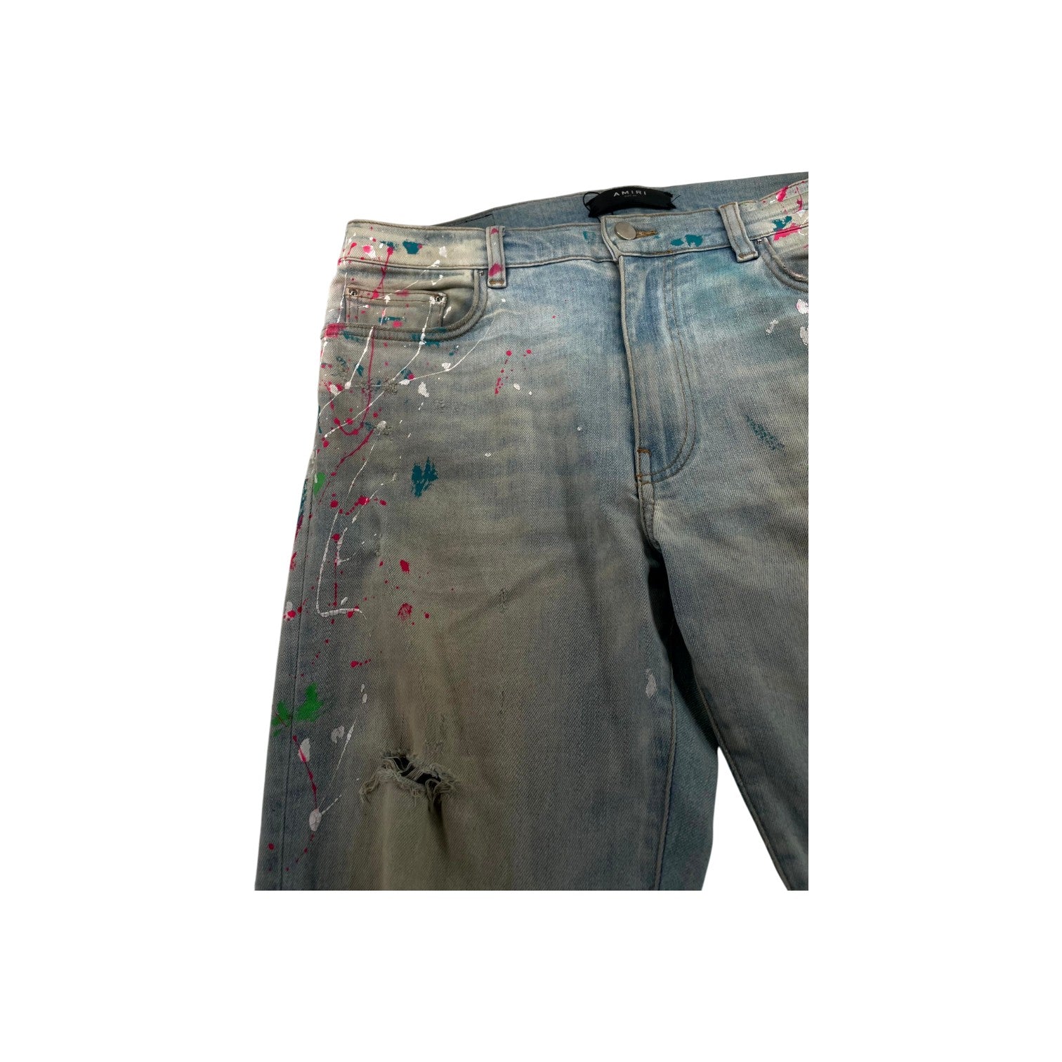 Amiri South Beach Splatter Light Wash Jeans