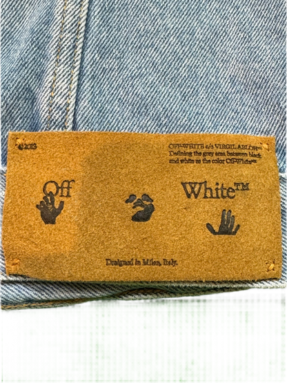 Off White Two Tone Denim Light Wash Blue Jacket