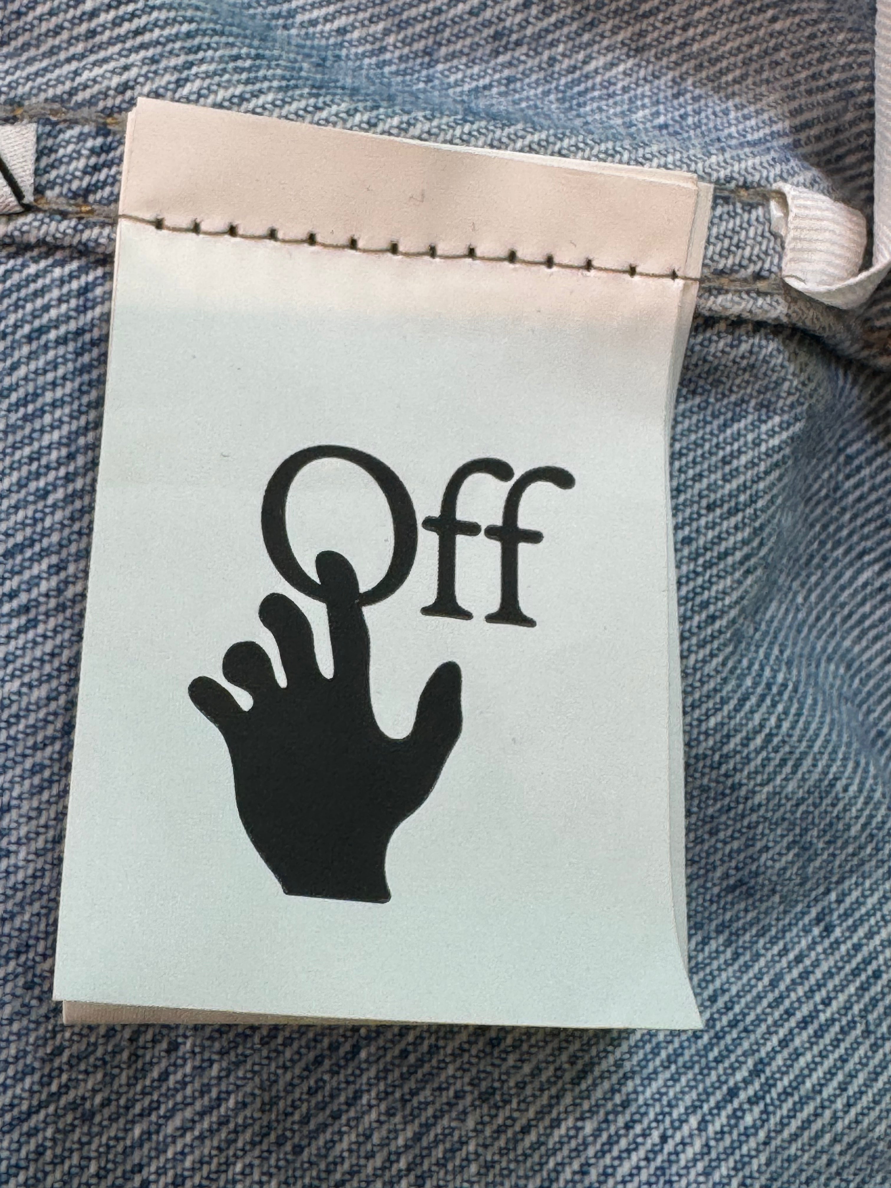 Off White Two Tone Denim Light Wash Blue Jacket