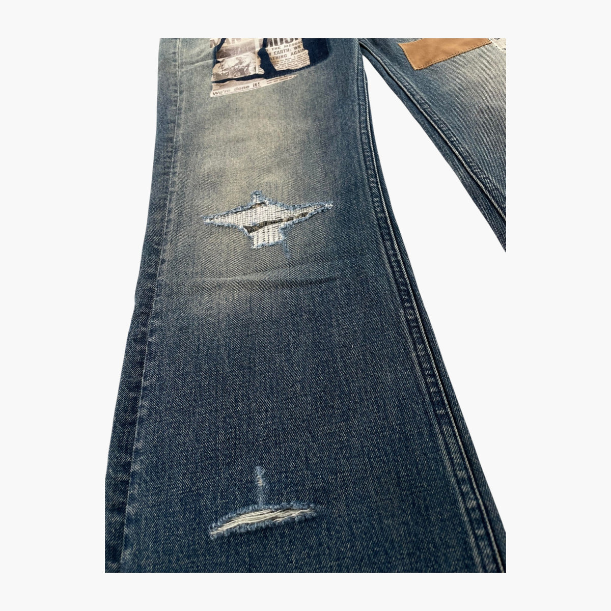 Birth Of A Royal Child Patchwork Faded Jeans