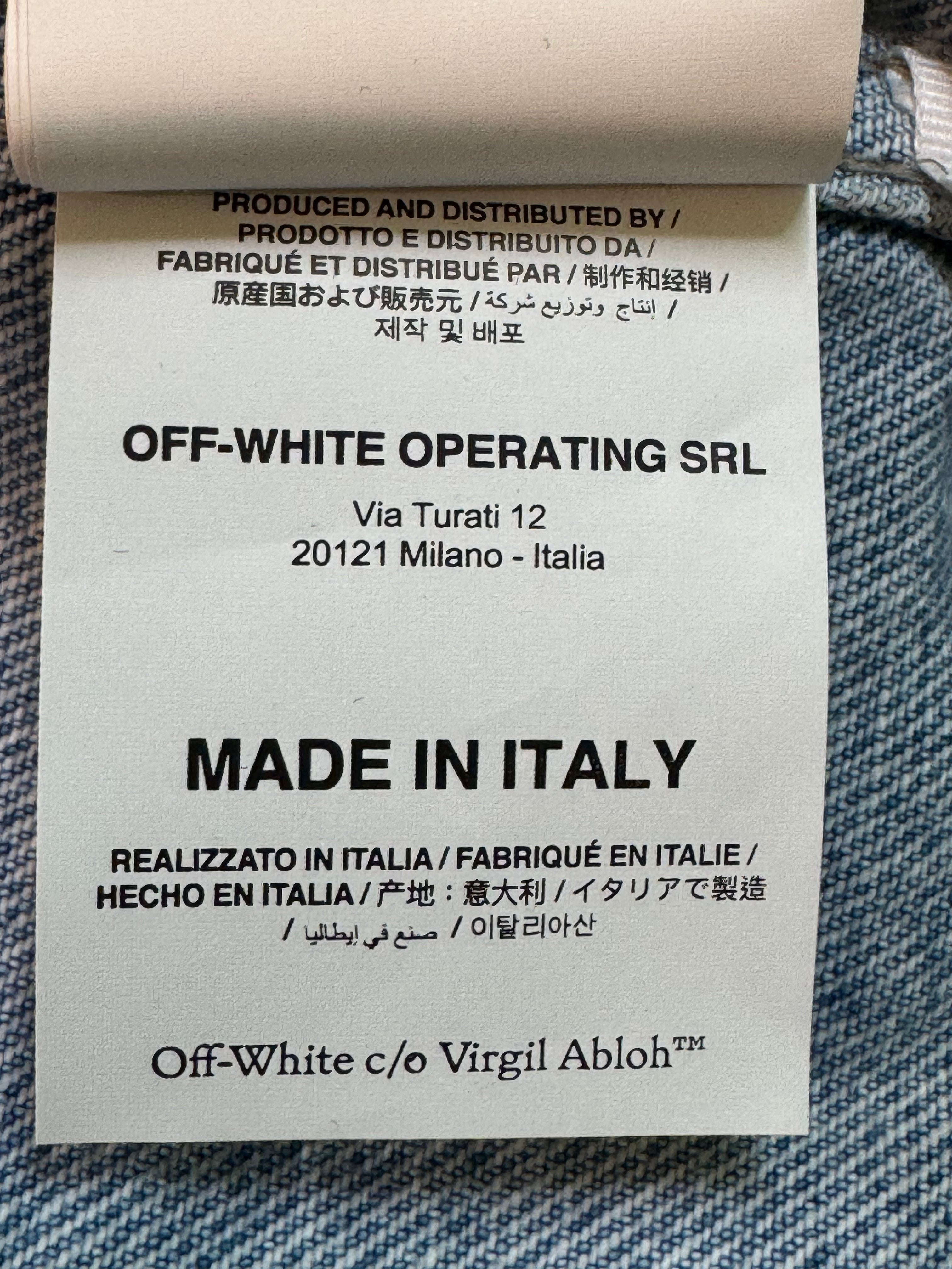 Off White Two Tone Denim Light Wash Blue Jacket